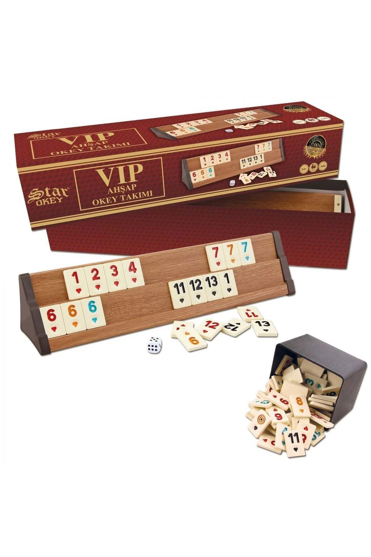 1010464 Vip Ahşap Okey Takımı Açık Renk,Star Okey