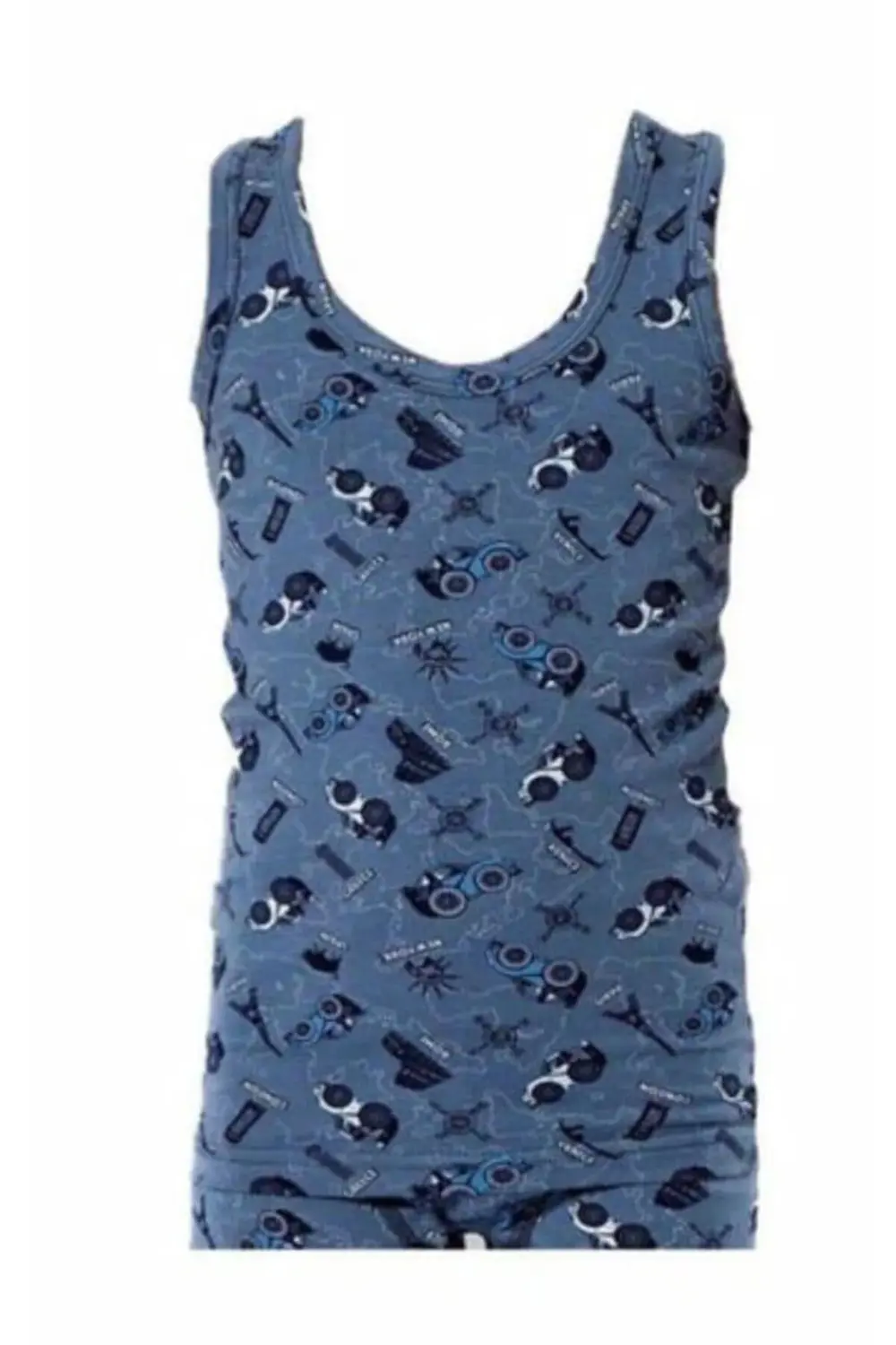 1014 ERKEK ÇOCUK RENKLİ DESENLİ ASKILI ATLET 12 ADET