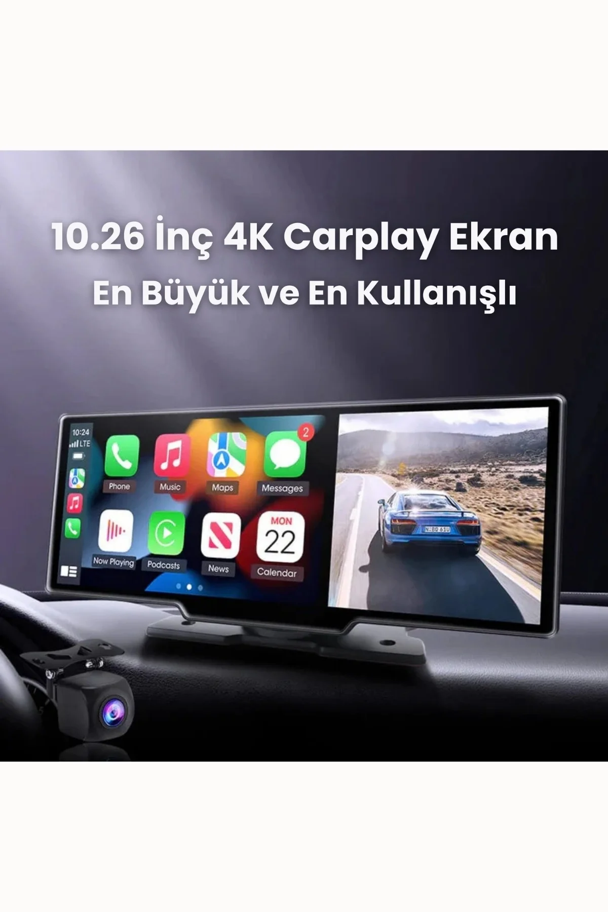10.2" Ekranlı CarPlay ve Android Auto Uyumlu Universal Araç İçi Multimedya Monitörü