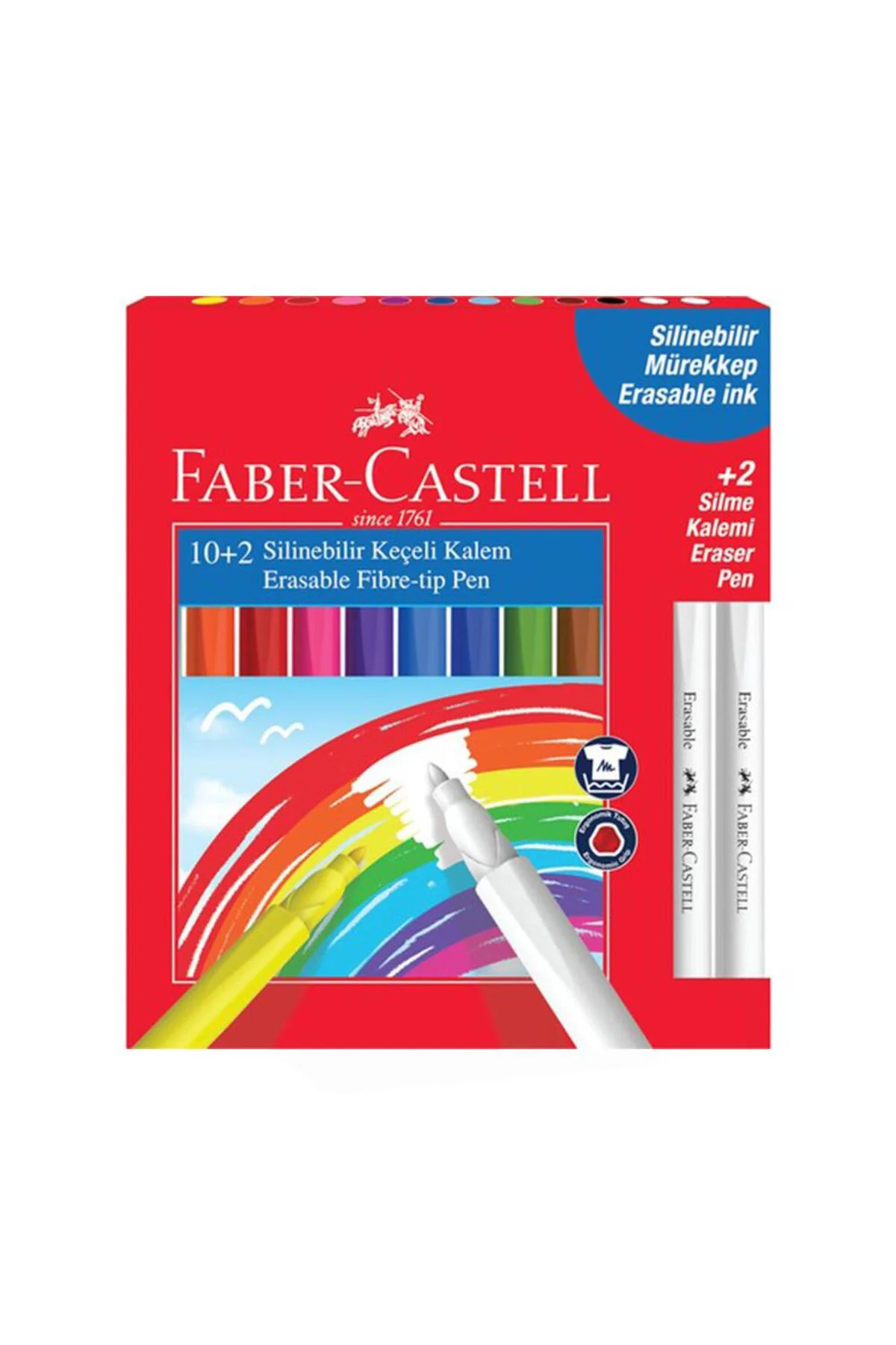 10+2 Renk Silinebilir Keçeli Kalem Faber Keçeli Boya Kalemi 1 Pak