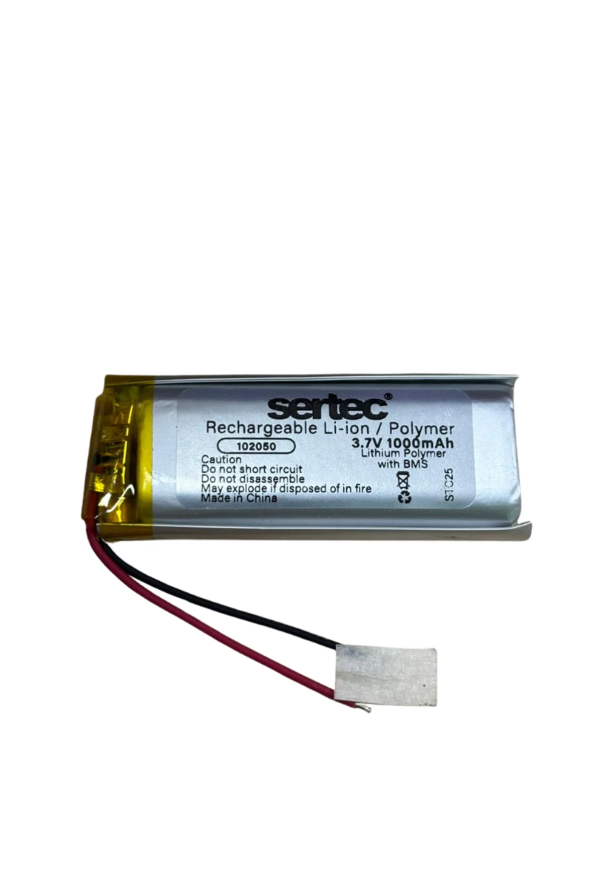 102050 3.7V 1000mAh Li-Polymer Pil (Devreli/1.5A)