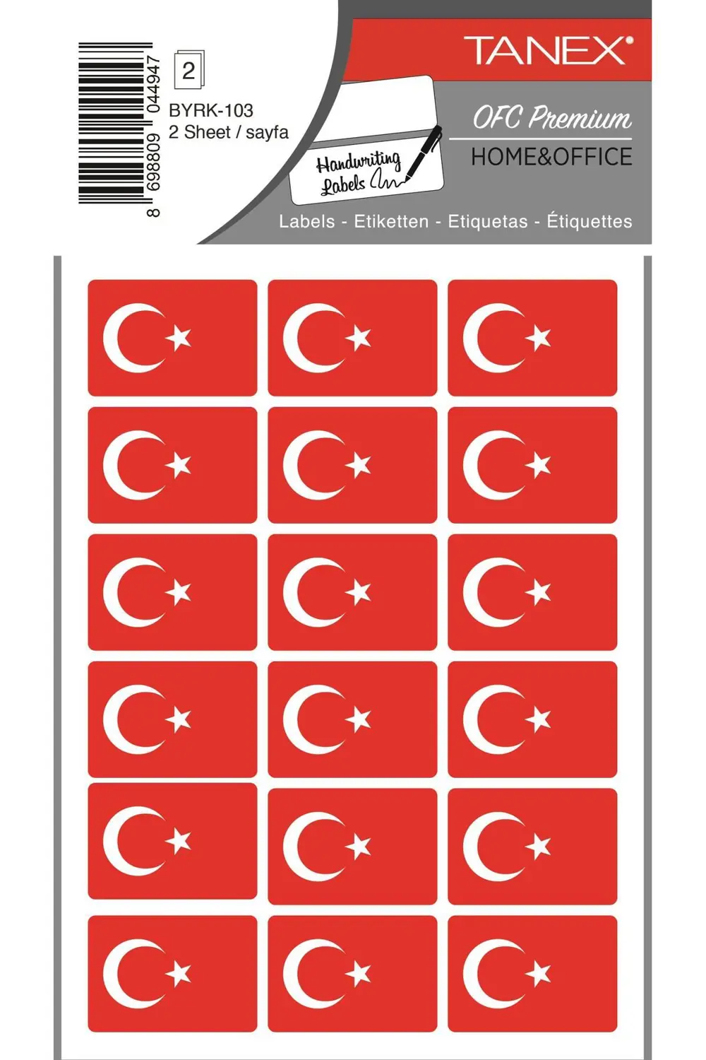 103 TÜRK BAYRAĞI STİCKER KARE