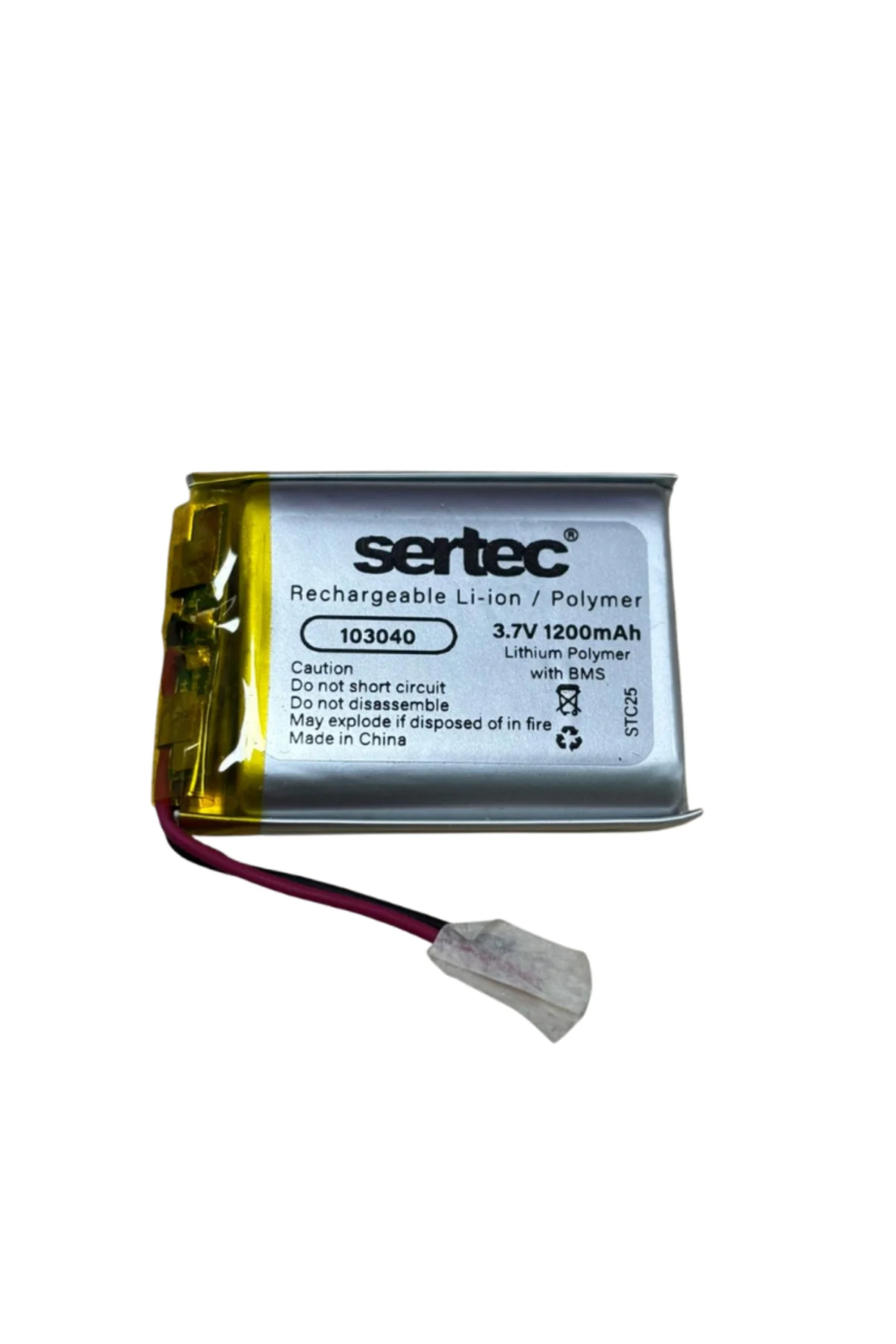 103040 3.7V 1200mAh Li-Polymer Pil (Devreli/1.5A)
