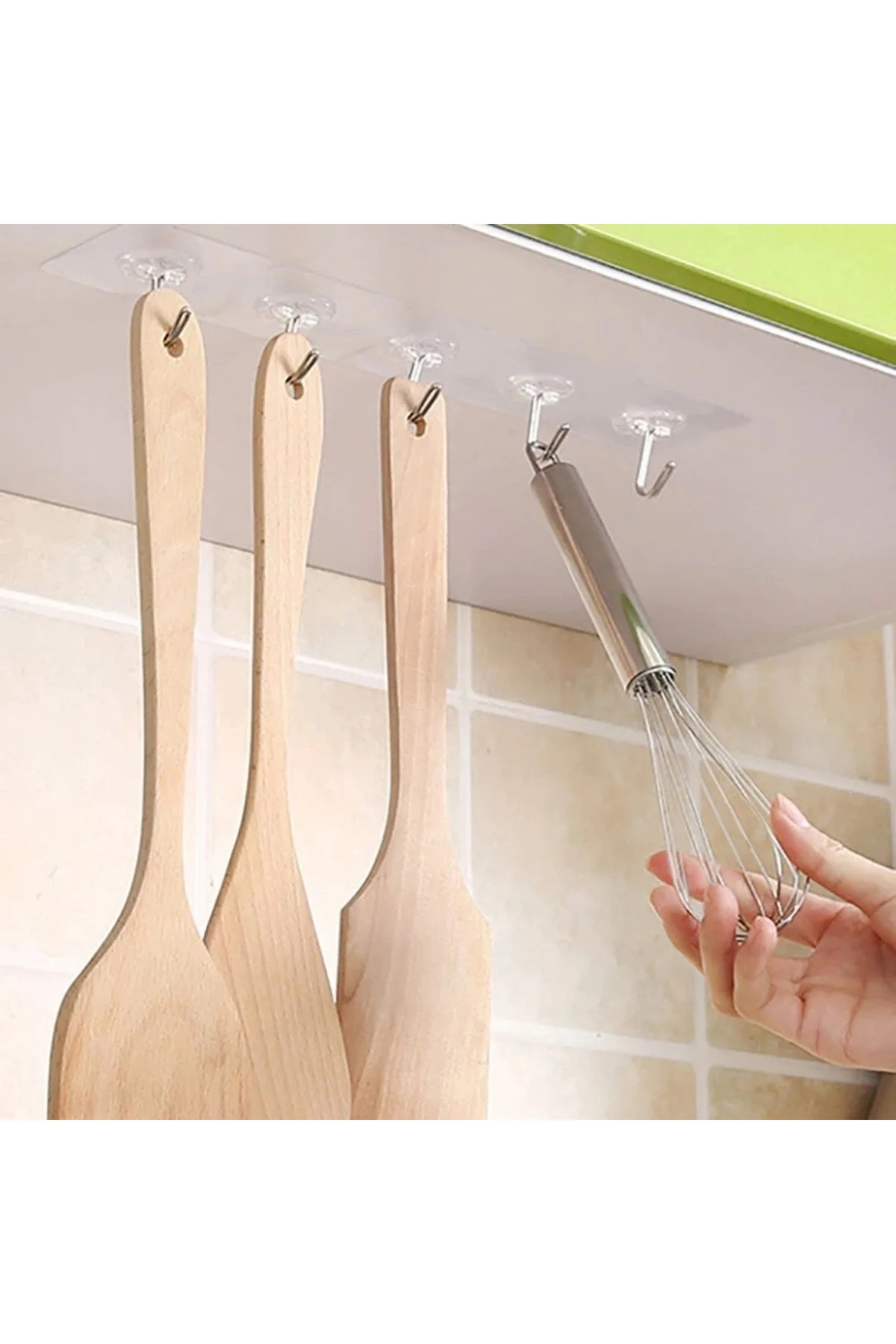 10'Lu Şeffaf Kendinden Yapışkanlı Güçlü Askı Kancası, Banyo Mutfak Organizer, İz Bırakmaz Pratik - Görsel 3