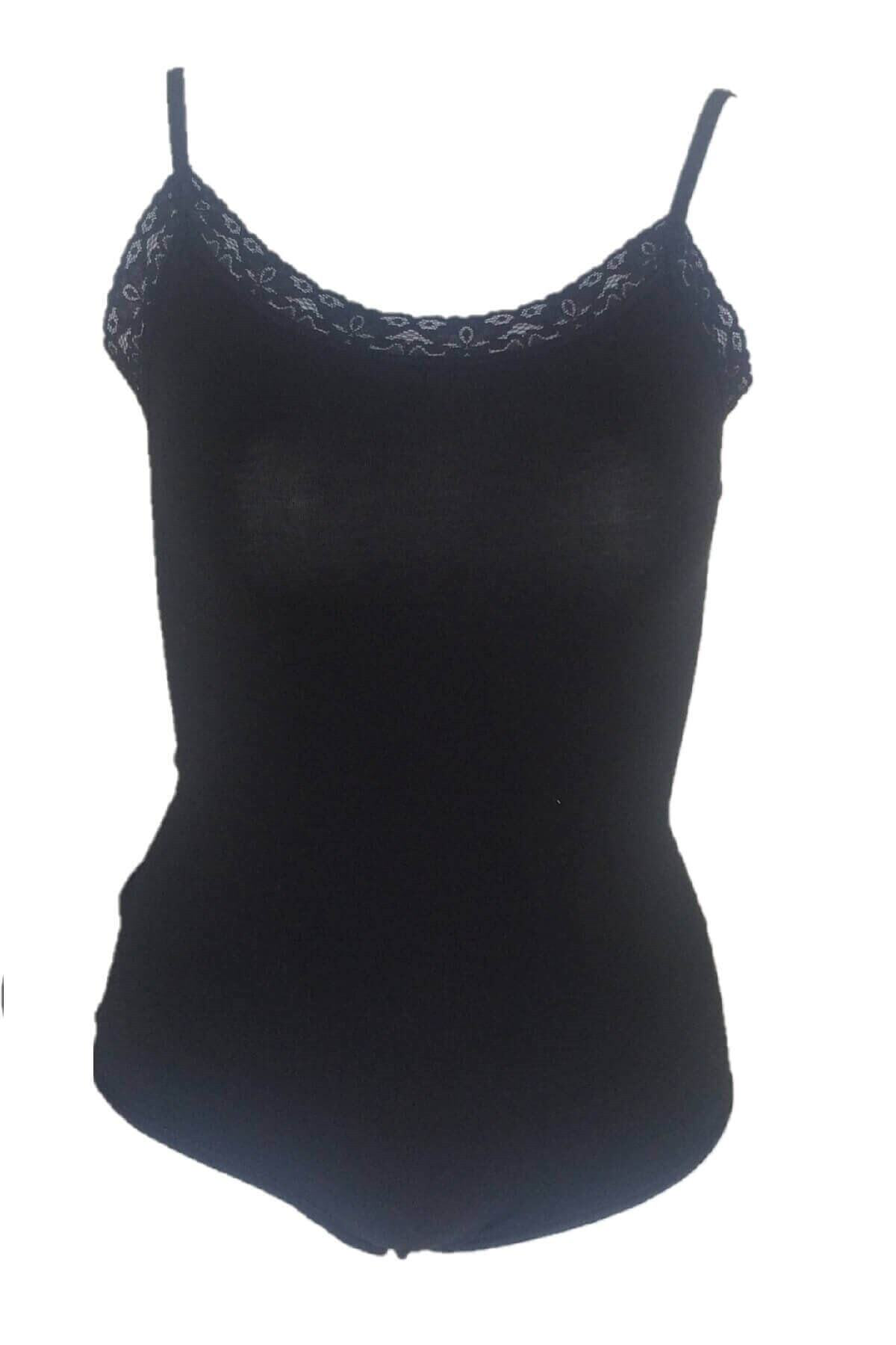 Malabadi 1043 Kadın Modal İp Askılı Dantelli Çıtçıtlı Body
