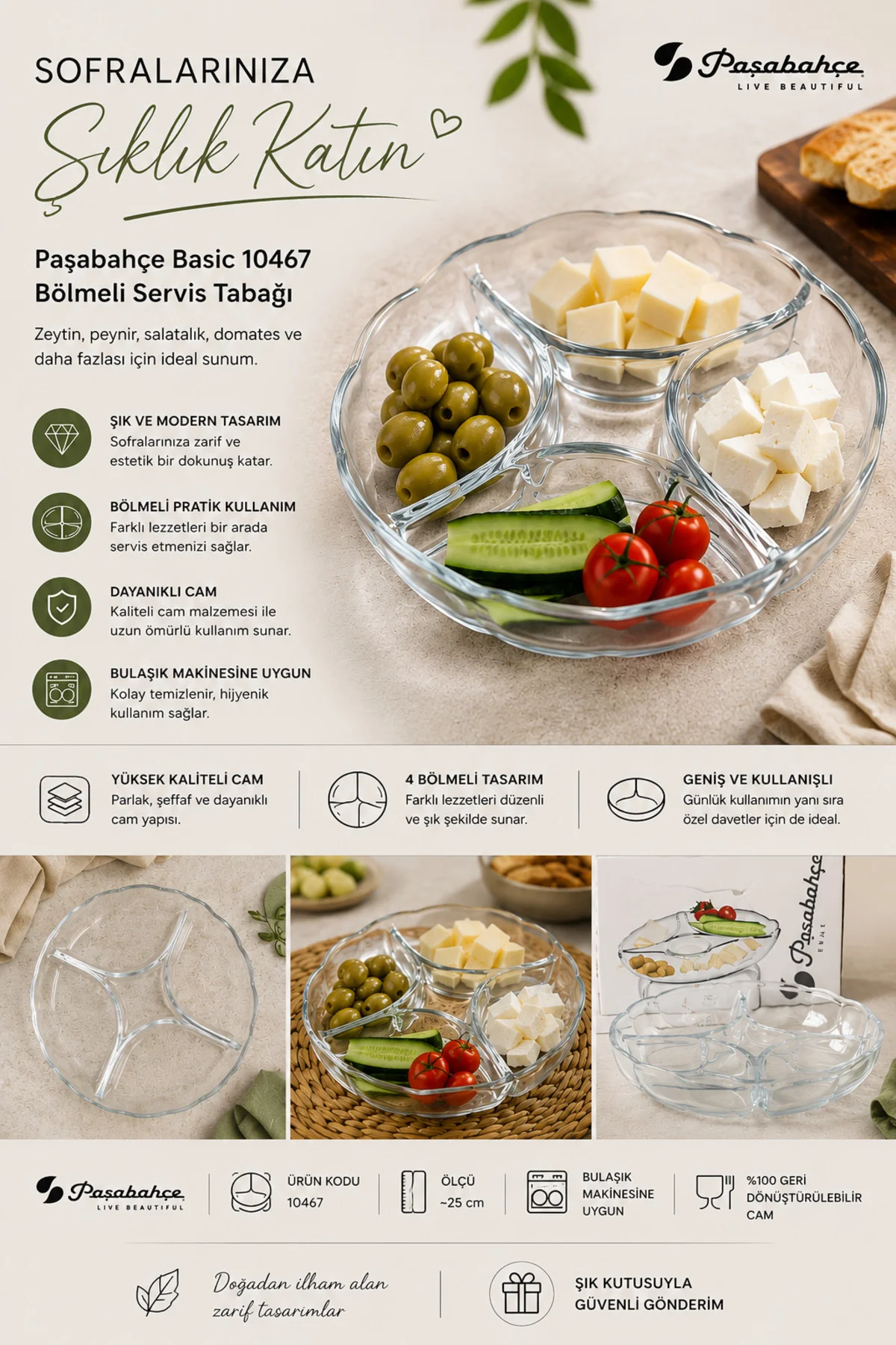 10467 Bölmeli Çerez Ve Kahvaltı Tabağı & Basic*25 Cm 10467 Bölmeli Çerez Ve Kahvaltı Tabağı & Basic*25 Cm