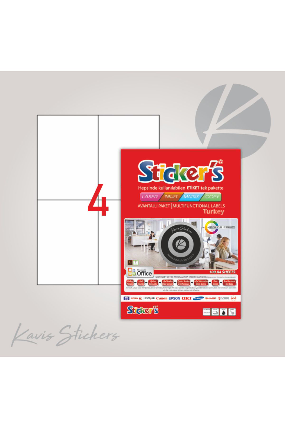 Lazeretiket 105 X 148,5 Mm.Düz Kesim A4 Stıcker Lazer Etiket