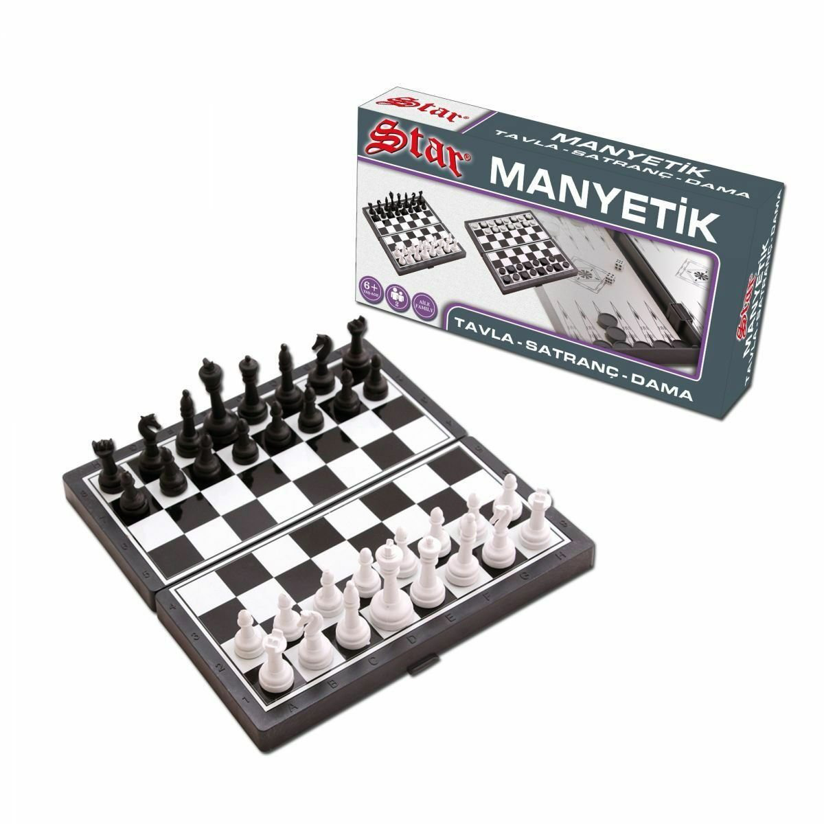 1050170 Manyetik Satranç-Tavla 2si 1 Arada Küçük Boy