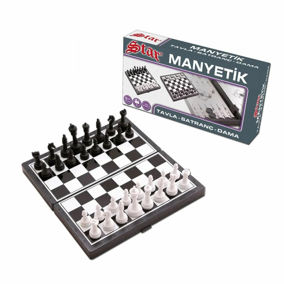 1050170 Manyetik Satranç-Tavla 2si 1 Arada Küçük Boy
