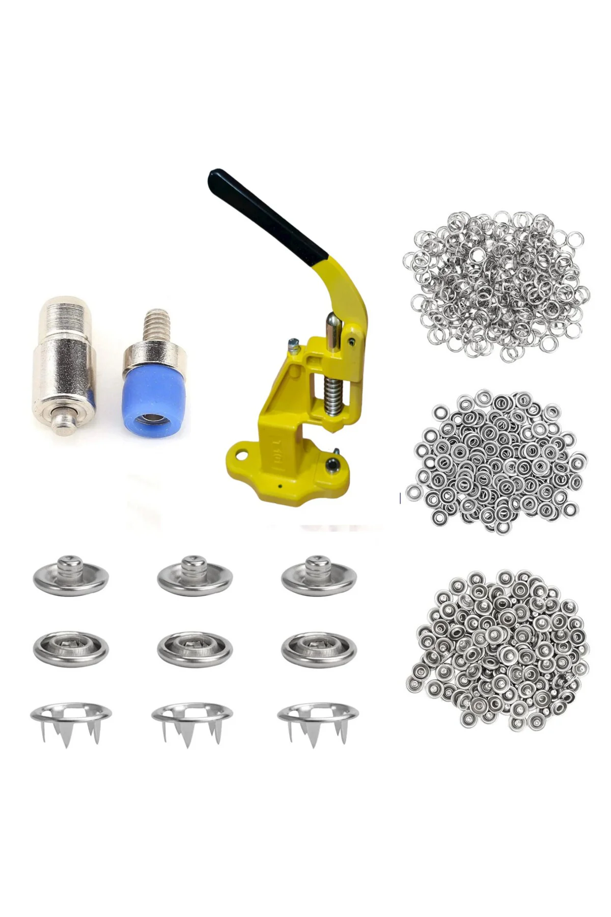 10.5mm 200 Set Paslanmaz Metal Çıtçıt ve El Presi Takma Çakım Kom