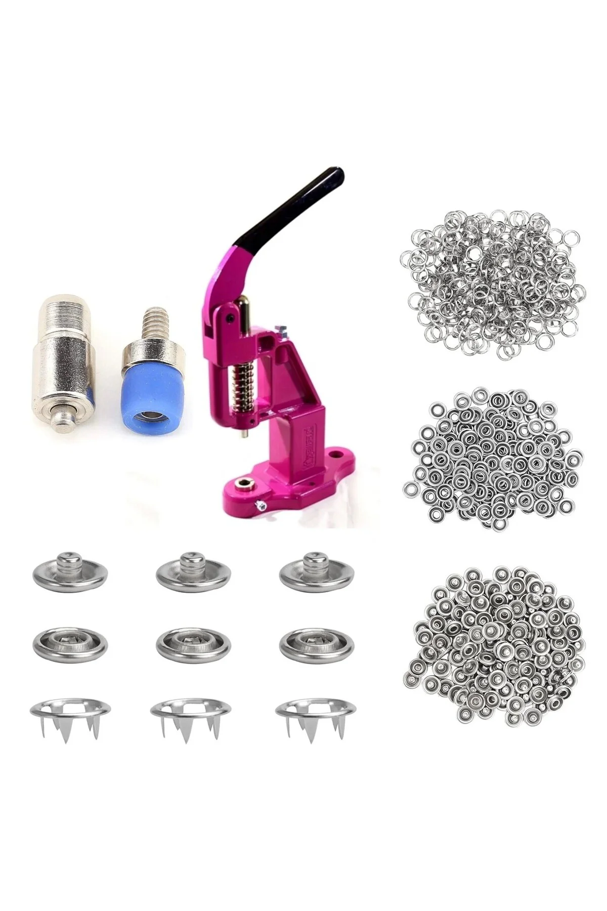 10.5mm 200 Set Paslanmaz Metal Çıtçıt ve El Presi Takma Çakım Kom