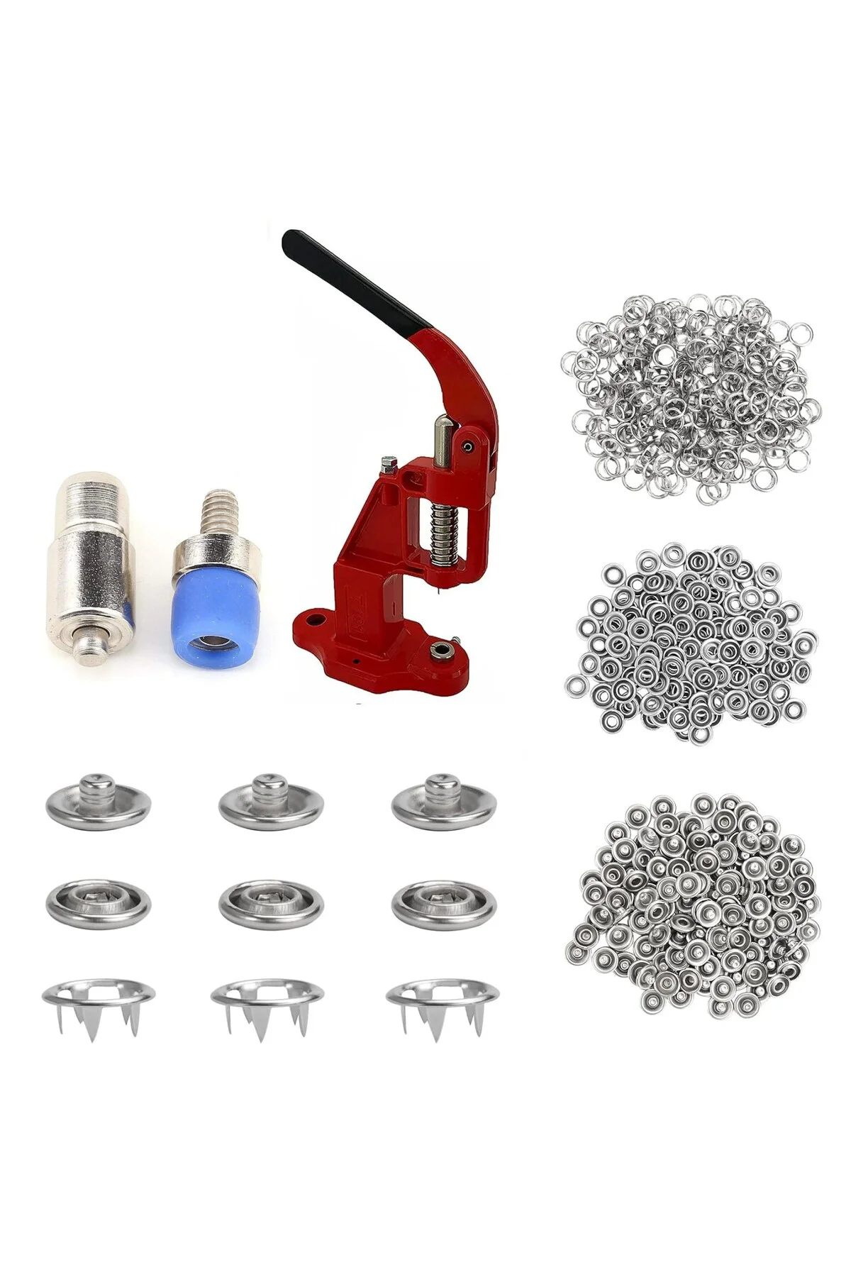 10.5mm 200 Set Paslanmaz Metal Çıtçıt ve El Presi Takma Çakım Kom