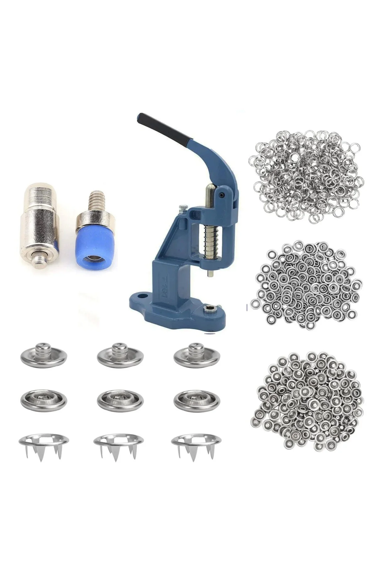 10.5mm 200 Set Paslanmaz Metal Çıtçıt ve El Presi Takma Çakım Kom