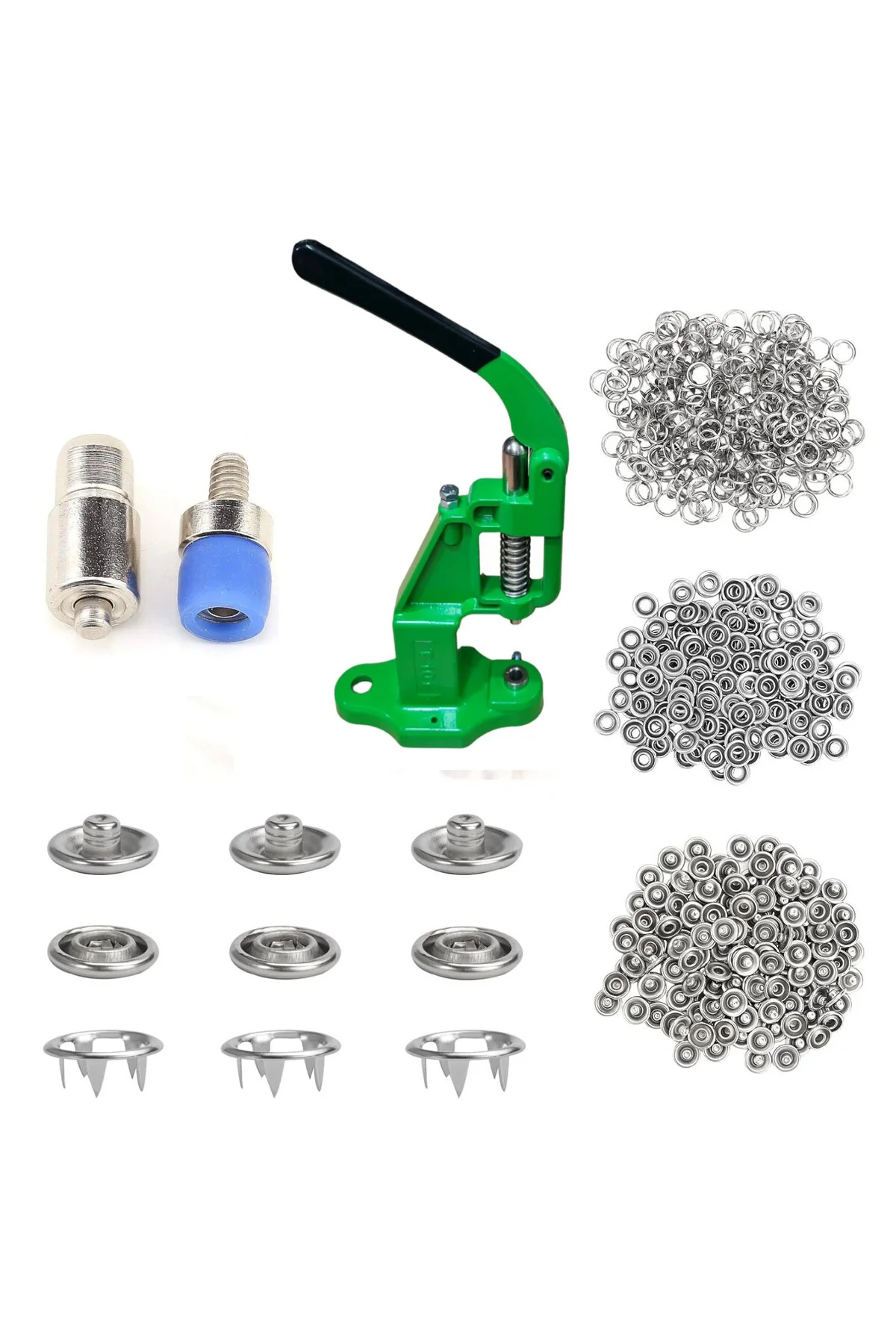 10.5mm 200 Set Paslanmaz Metal Çıtçıt ve El Presi Takma Çakım Kom