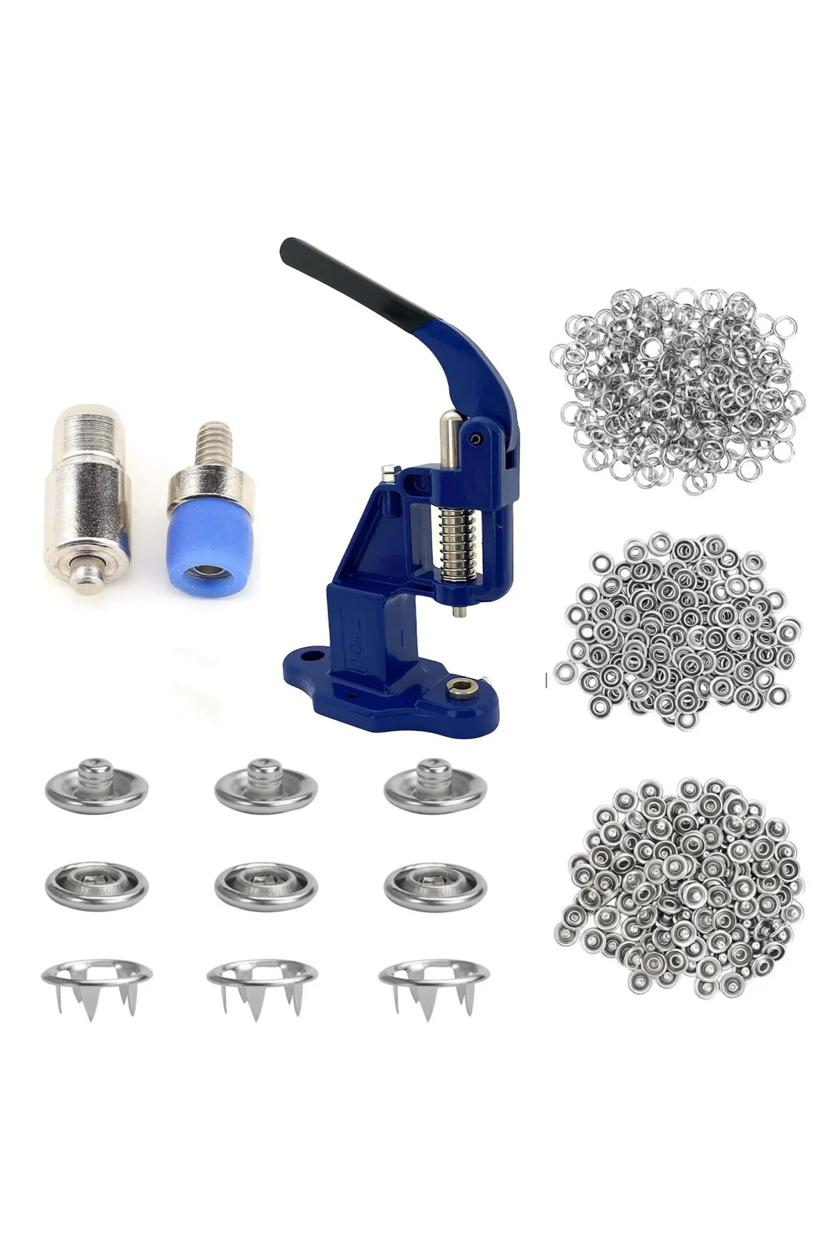 10.5mm 200 Set Paslanmaz Metal Çıtçıt ve El Presi Takma Çakım Kom