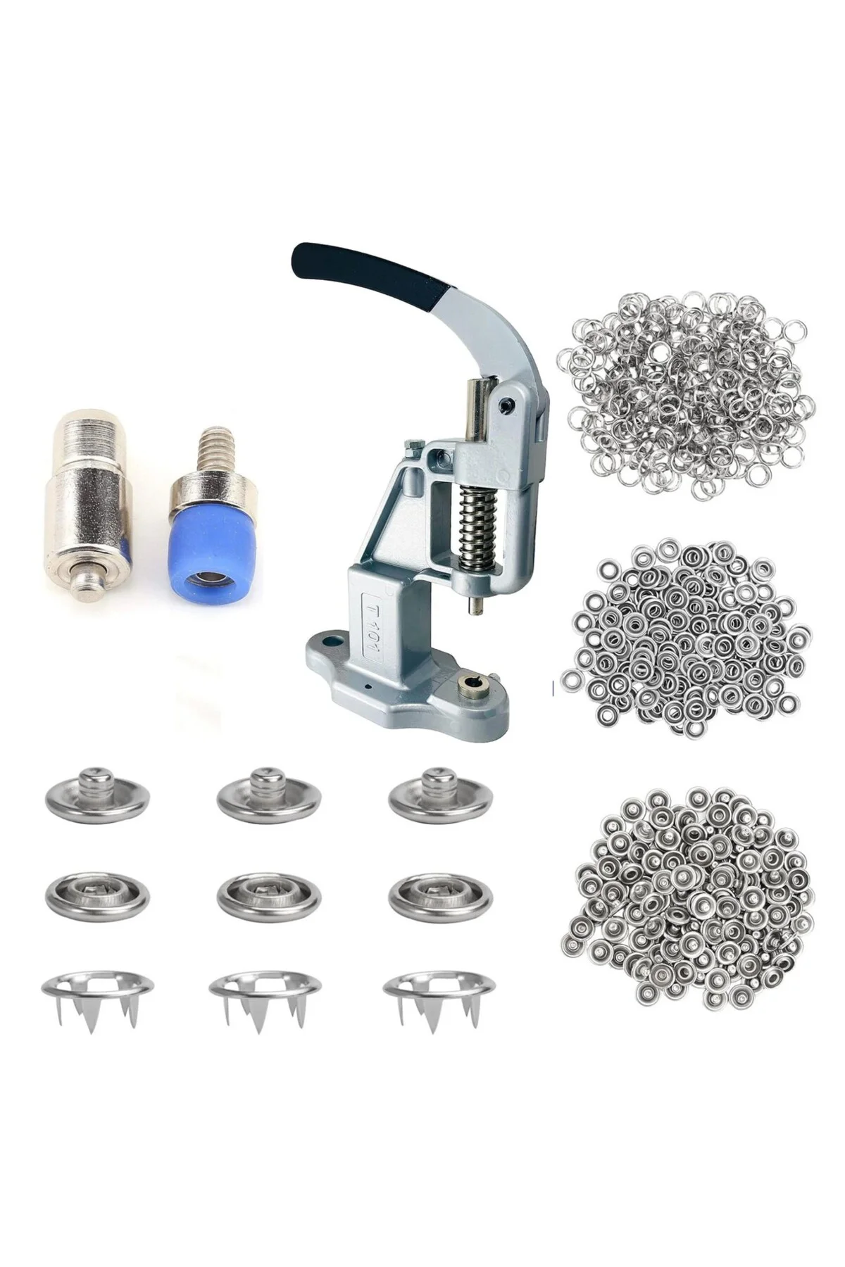 10.5mm 200 Set Paslanmaz Metal Çıtçıt ve El Presi Takma Çakım Kom