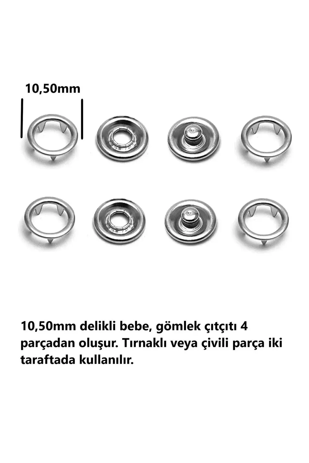 Tuhafiyecimiz 10.5Mm 200 Set Paslanmaz Metal Çıtçıt Ve El Presi Takma Çakım Kom Tuhafiyecimiz 10.5Mm 200 Set Paslanmaz Metal Çıtçıt Ve El Presi Takma Çakım Kom