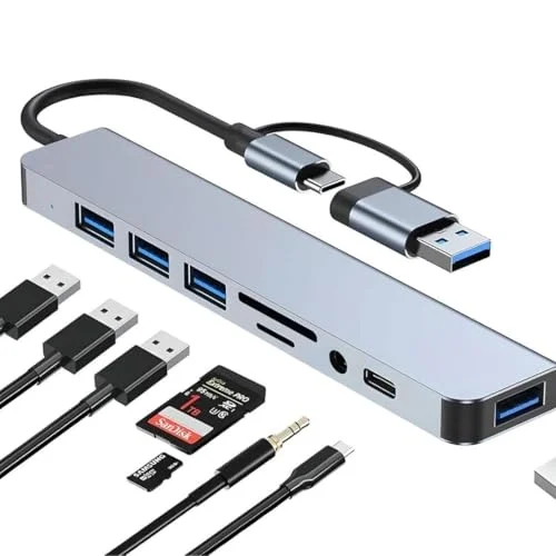 1060 8 in 2 USB-C & USB 3.0 Hub Çoklayıcı USB, Type-C, SD/TF ve Aux Çevirici x USB 3.0: 5Gbps ultra hızlı veri transferi. Klavye, mouse ve yazıcıl 1060 8 in 2 USB-C & USB 3.0 Hub Çoklayıcı USB, Type-C, SD/TF ve Aux Çevirici x USB 3.0: 5Gbps ultra hızlı veri transferi. Klavye, mouse ve yazıcıl