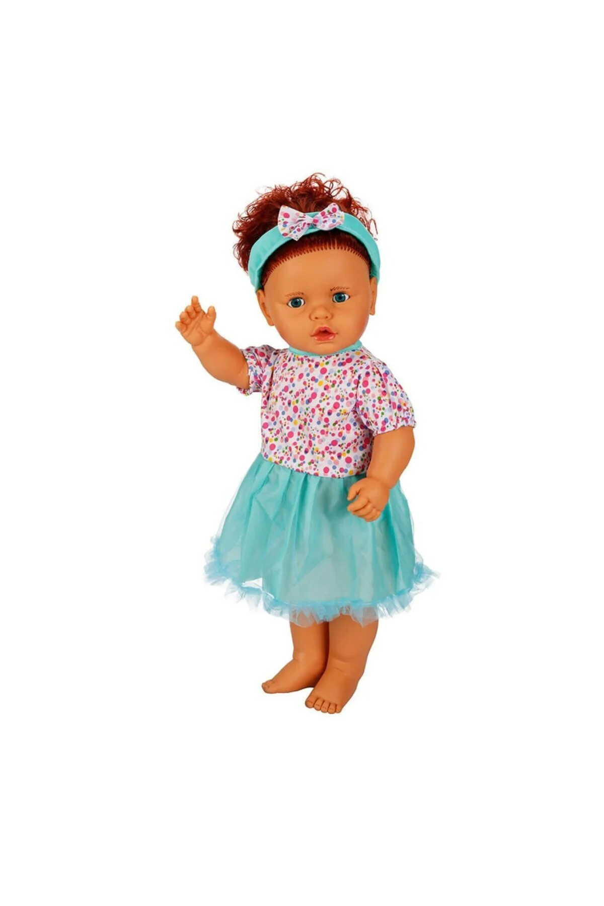 1060011 Lila Sesli Saçlı Et Bebek 60 cm