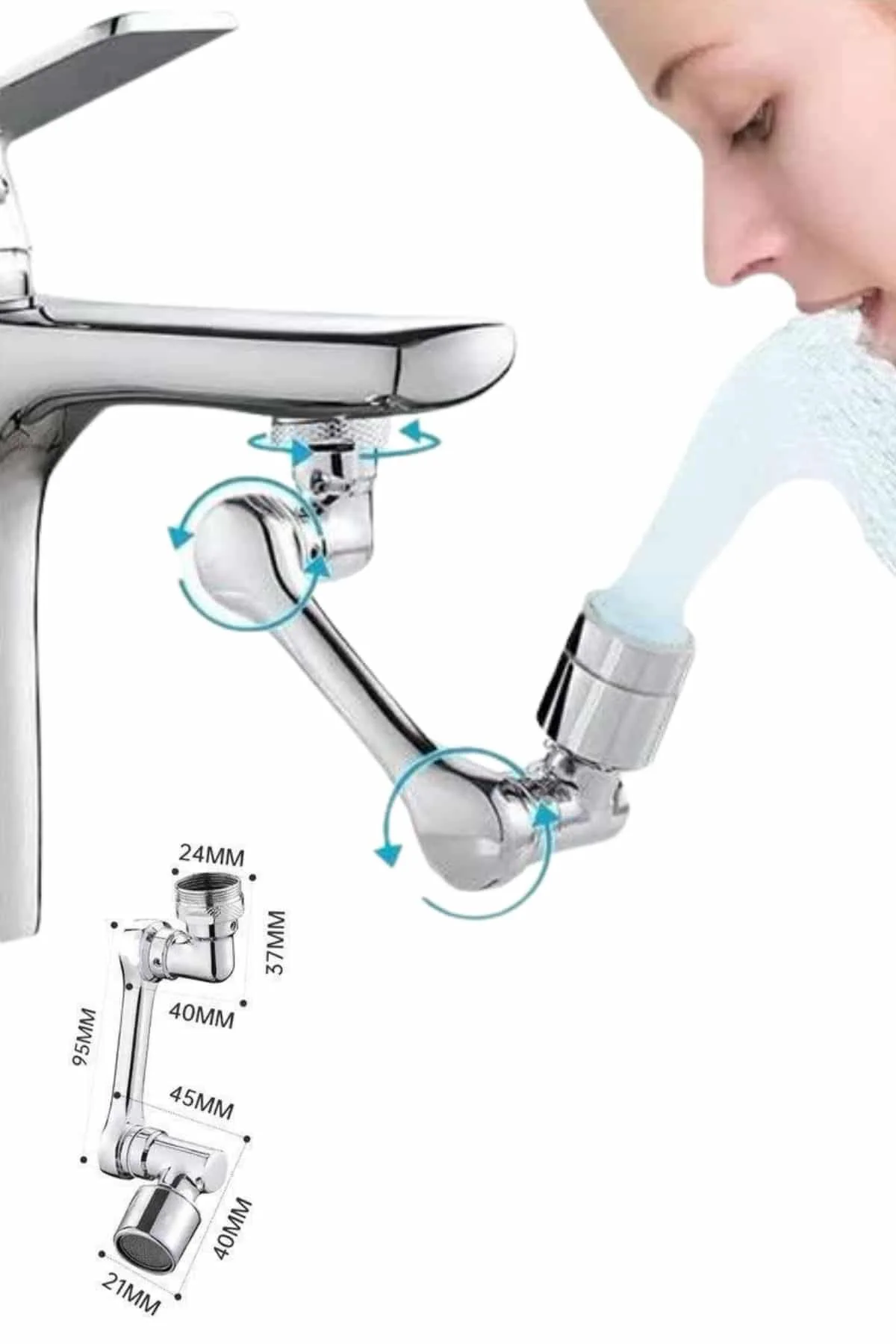 1080° Çok Yönlü Musluk Aparatı Püskürtme ve Köpük Akışlı - Lisiny