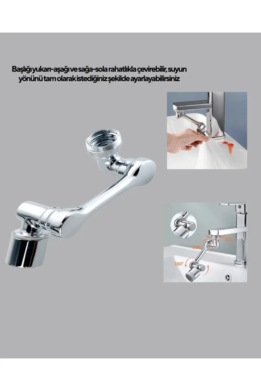 1080° Dönebilen Musluk Başlığı Robotik Kol Havalandırıcı Çok Yönl