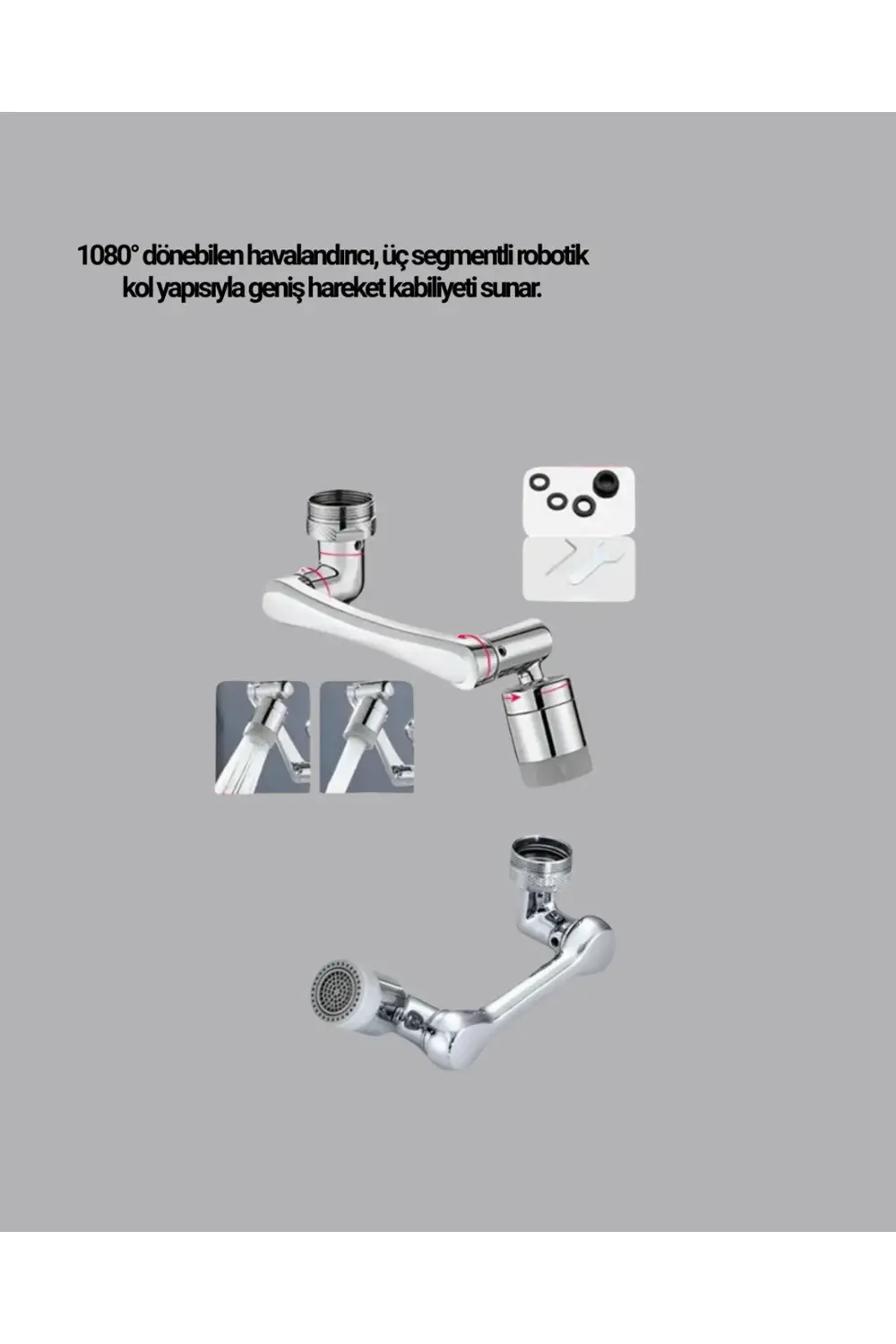 1080° Dönebilen Musluk Başlığı Robotik Kol Havalandırıcı Çok Yönl