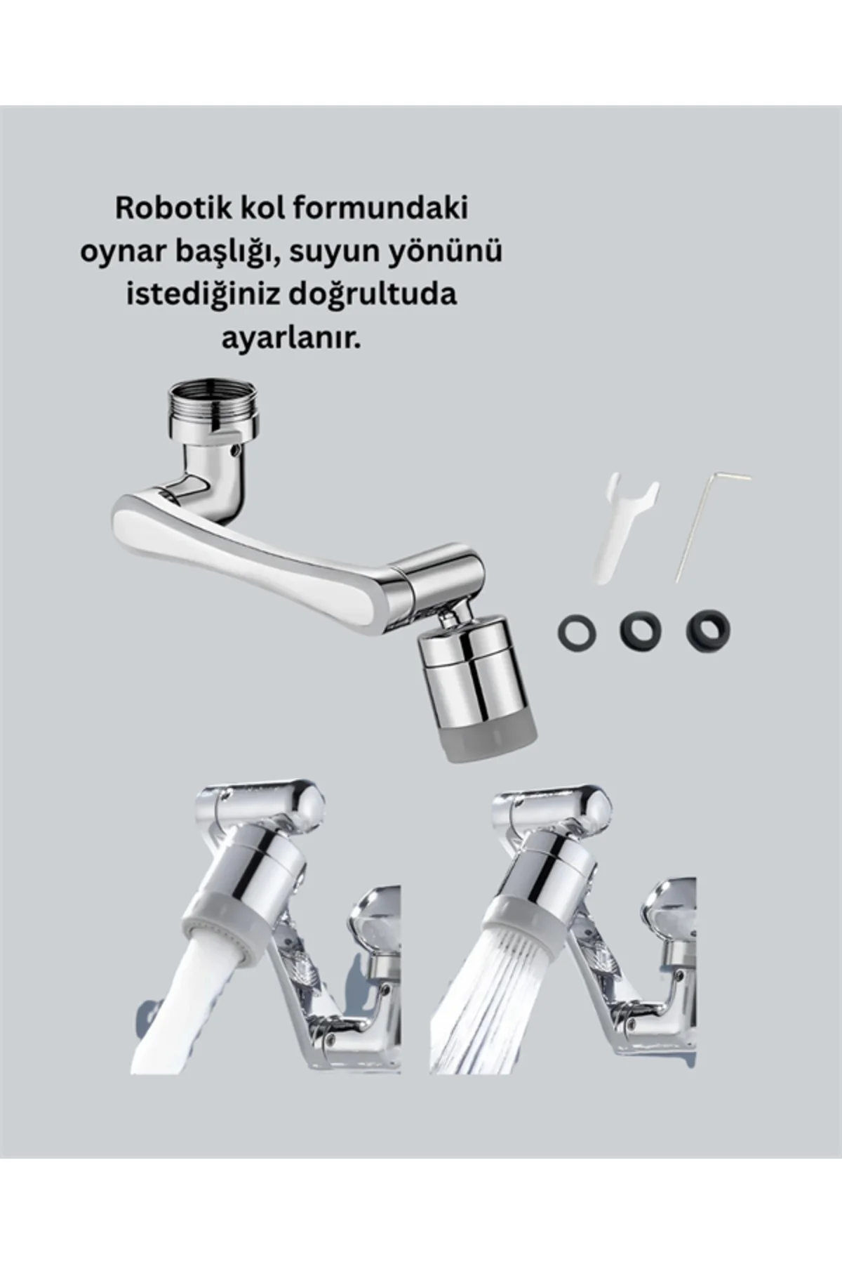 1080° Dönebilen Püskürtme Filtreli Musluk Başlığı Su Tasarruflu -
