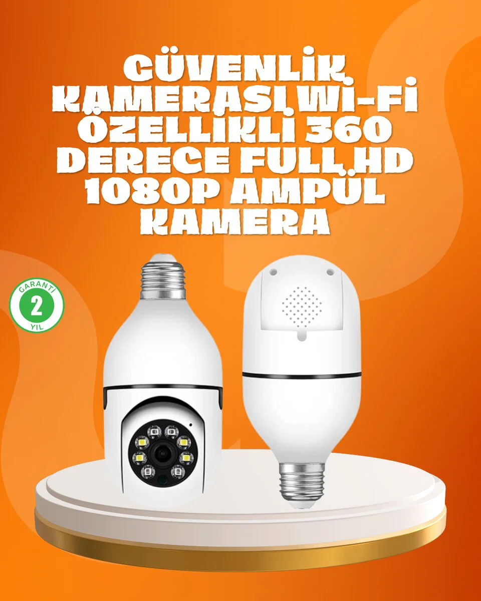 1080P Ampul Güvenlik Kamerası - Tam Karanlıkta Görüntüleme ve 360° İzleme