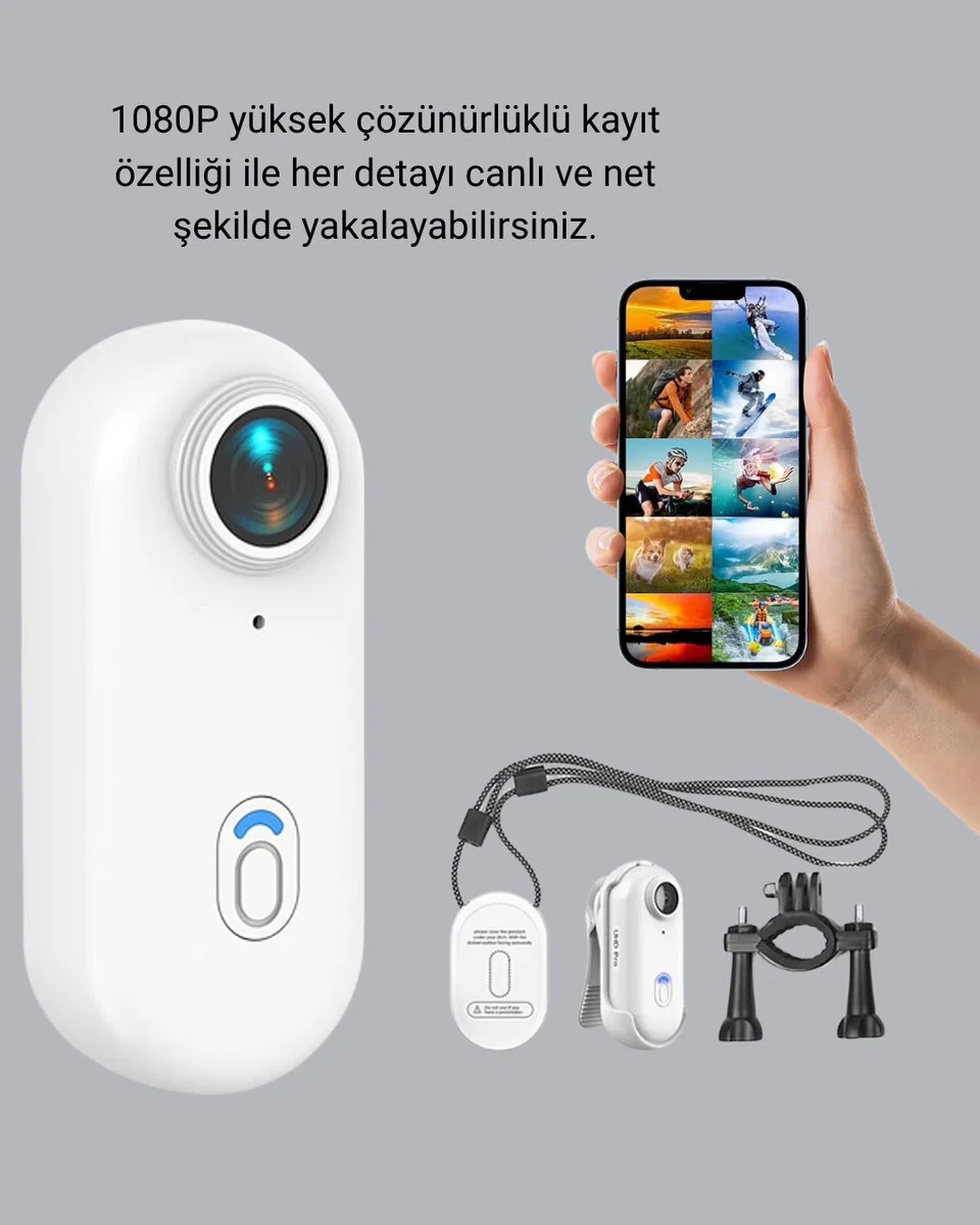 1080P Full HD Spor Kamera 360° Klipsli ve WiFi Özellikli