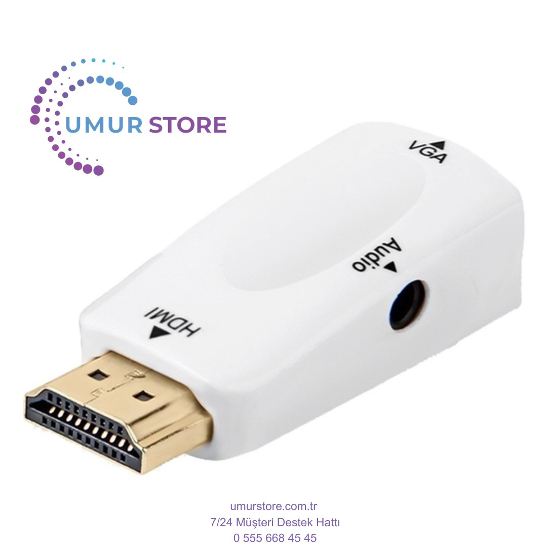 1080P HDMI Erkek - VGA Dişi Adaptör Video Dönüştürücü, Ses Çıkışı