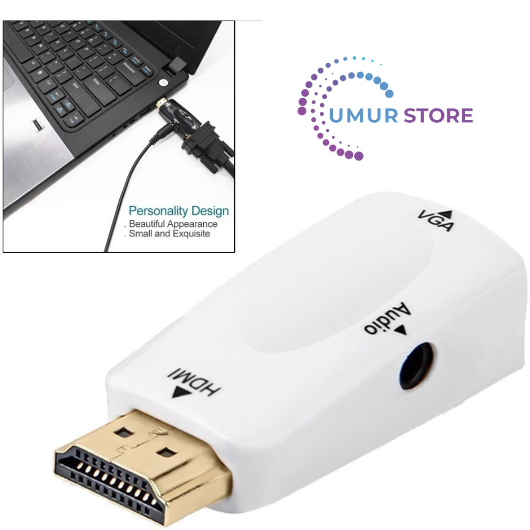 1080P HDMI Erkek - VGA Dişi Adaptör Video Dönüştürücü, Ses Çıkışı