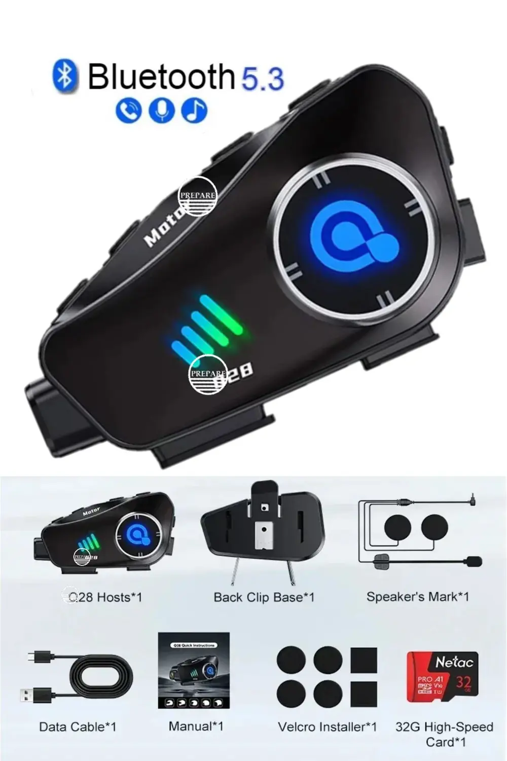 1080P Kamera Kayıt Özellikli Motosiklet Kask Kulaklık Q-28P 32Gb 