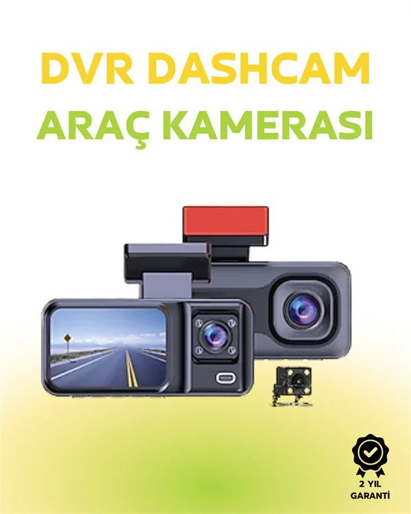 1080p Ön 720p Arka ve İç Kamera ile %100 Kapsama – Gece Görüşlü Araç Kamerası | 170° Geniş Açılı Dash Cam