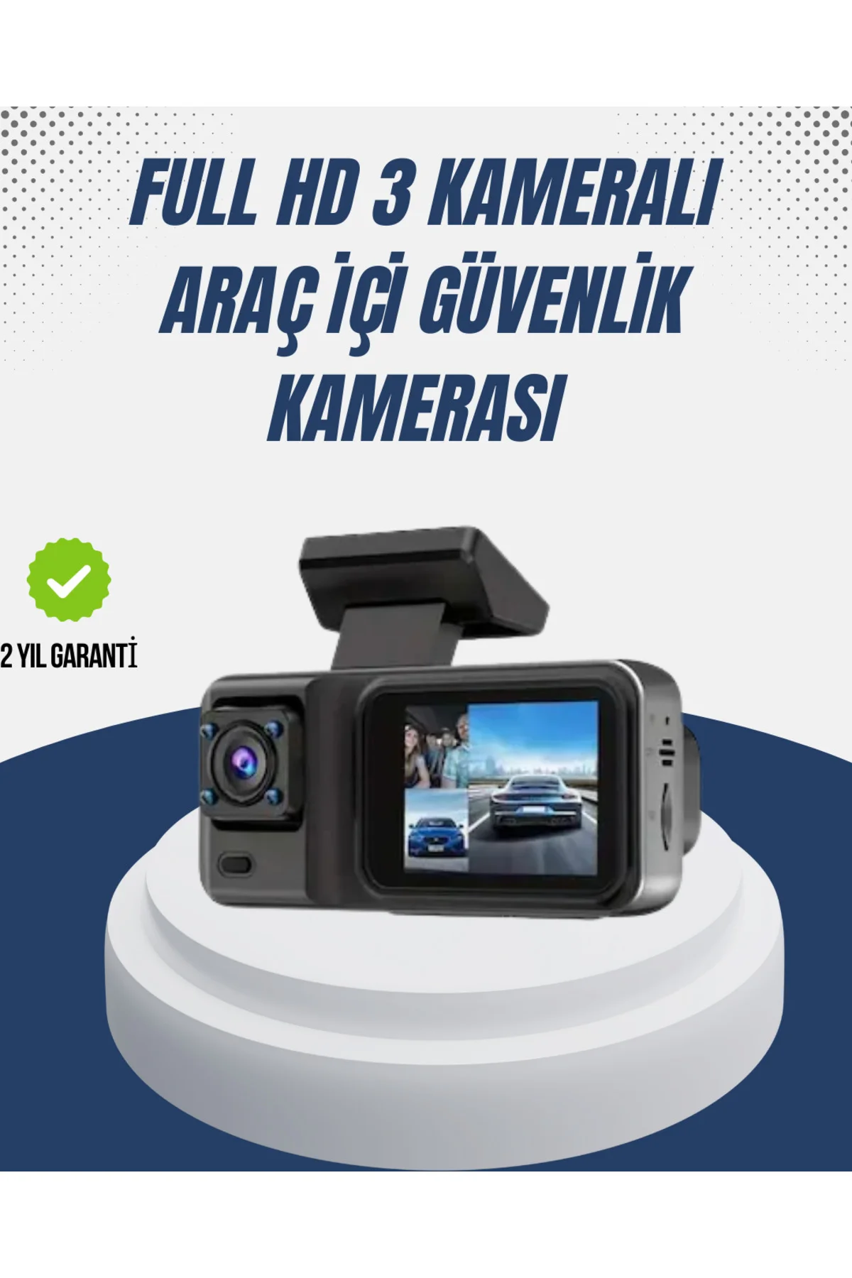 1080P Üç Kameralı Araç Kamerası Wi-Fi Destekli Park Modu ve G-Sen