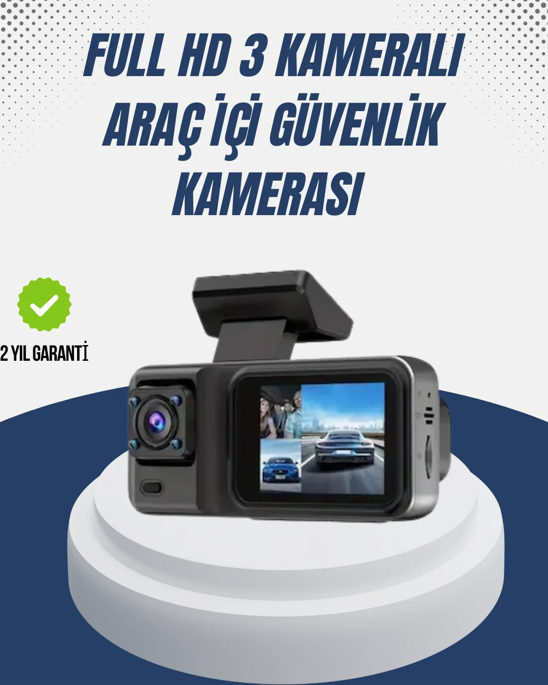 1080P Üç Kameralı Araç Kamerası Wi-Fi Destekli Park Modu ve G-Sensörlü Fiyatı, Yorumları ve Özellikleri
