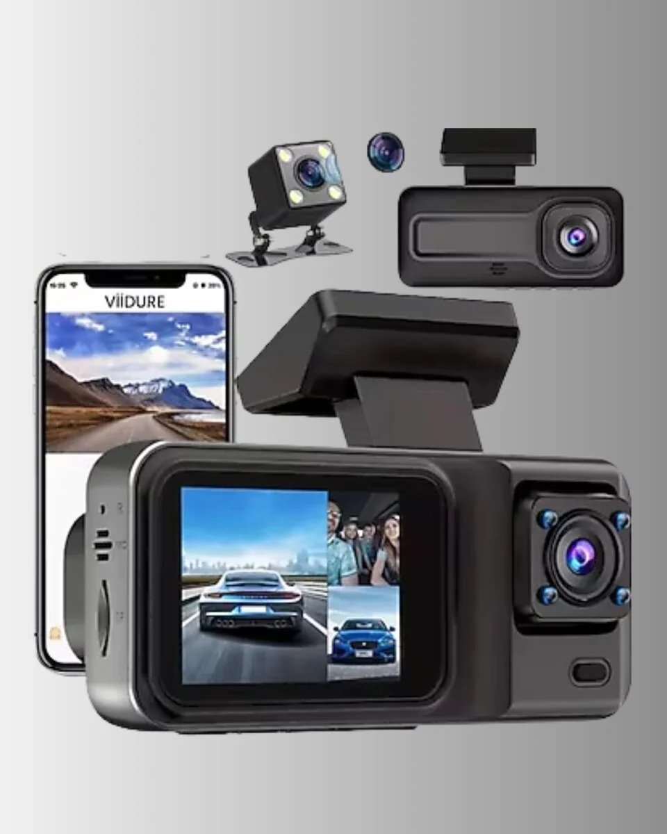 1080P Üç Kameralı Araç Kamerası Wi-Fi Destekli Park Modu ve G-Sensörlü - Güvenli Sürüş İçin Tam Koruma