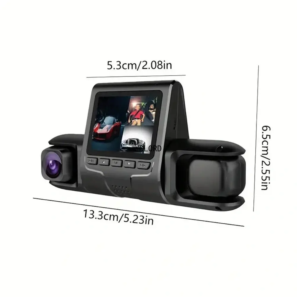 1080P Üçlü Lens Araba Dash Cam Dashcam Ön İç &amp;amp; Arka HD Ar