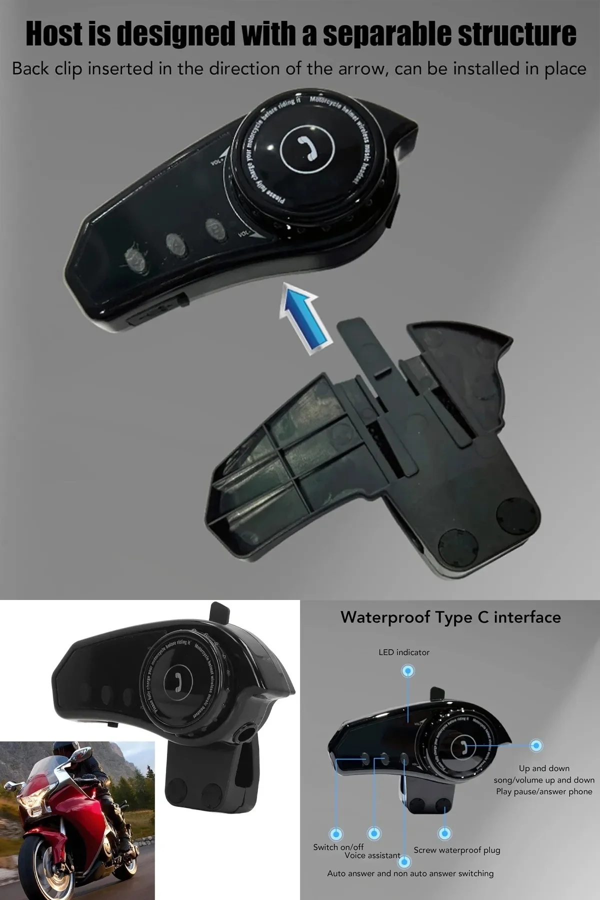 1080P Video Kayıt Özellikli, Su Geçirmez ve Bluetooth 5.4 Motorcu Interkom Kulaklığı