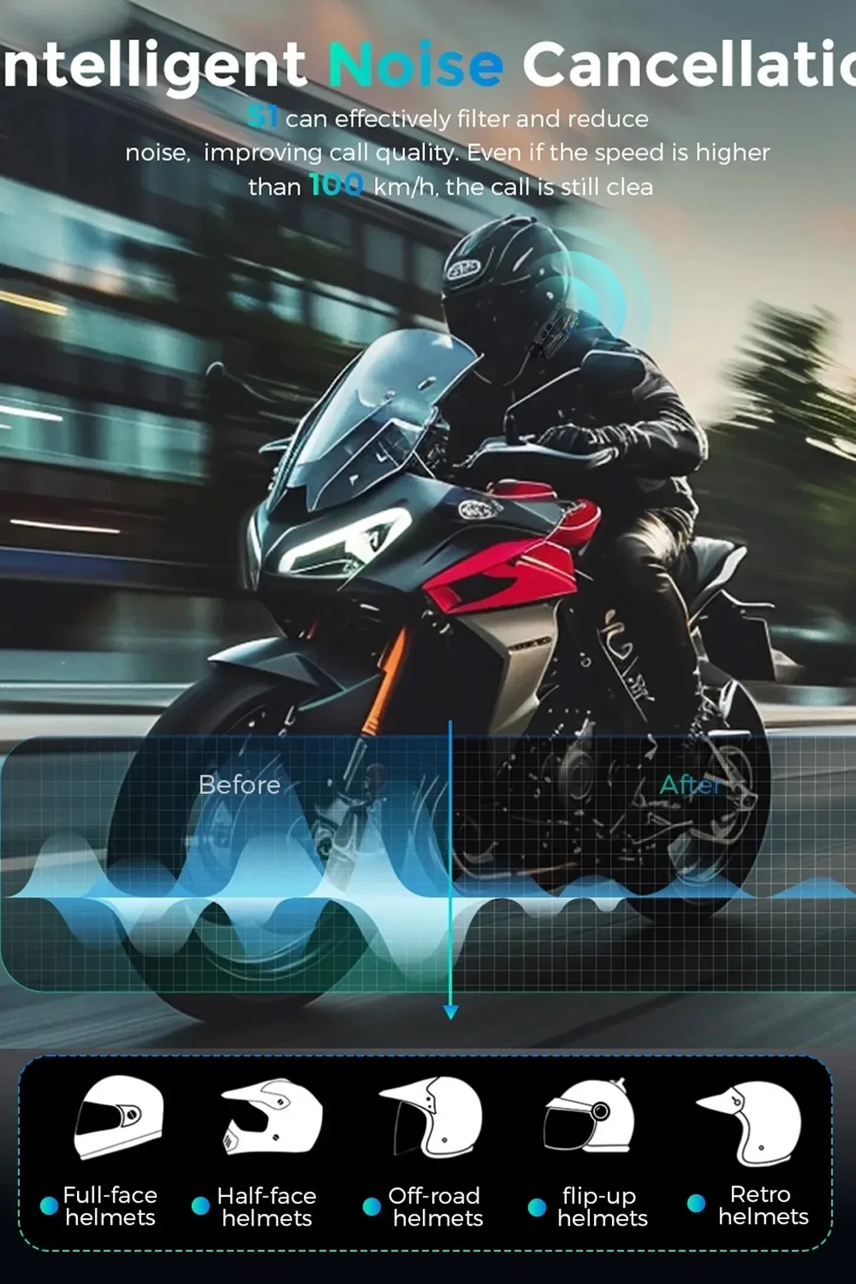1080P Video Kayıt Özellikli, Su Geçirmez ve Bluetooth 5.4 Motorcu Interkom Kulaklığı