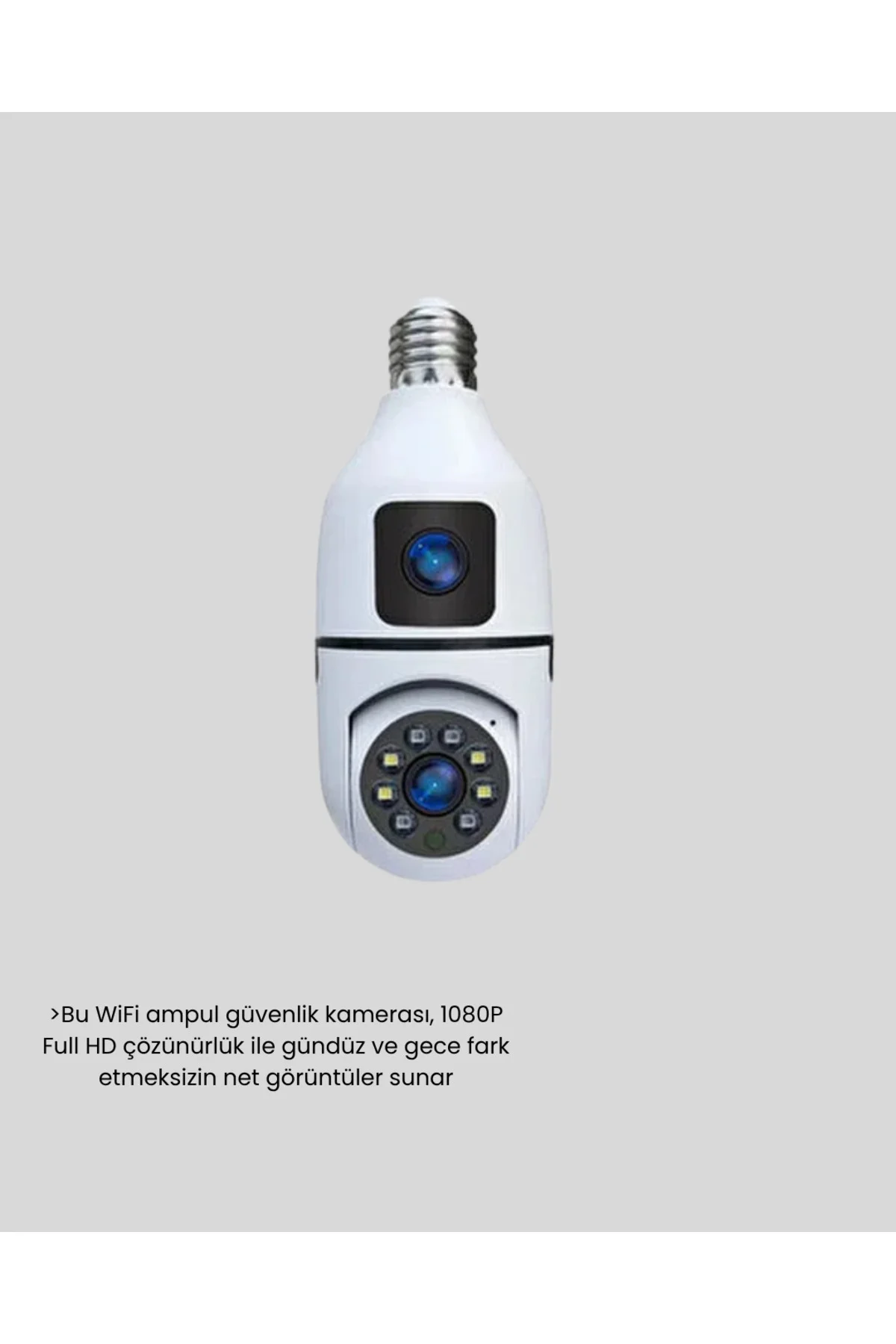 1080P WiFi Ampul Kamera Uzaktan Erişimli Hareket Sensörlü Gece Gö