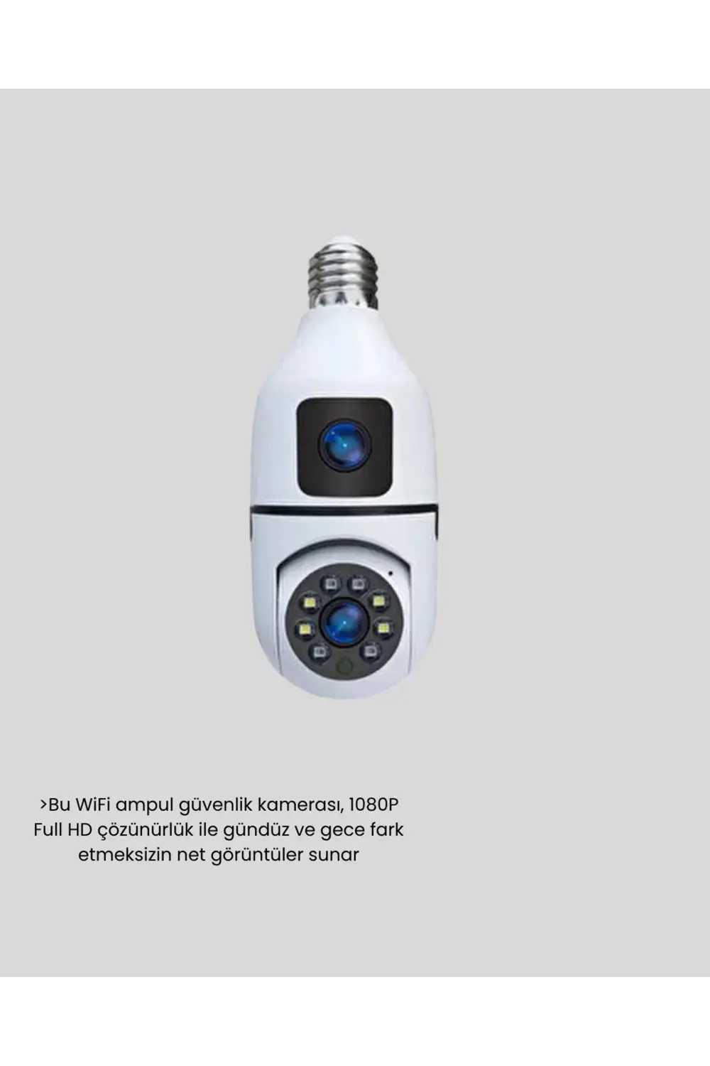 1080P WiFi Ampul Kamera Uzaktan Erişimli Hareket Sensörlü Gece Gö