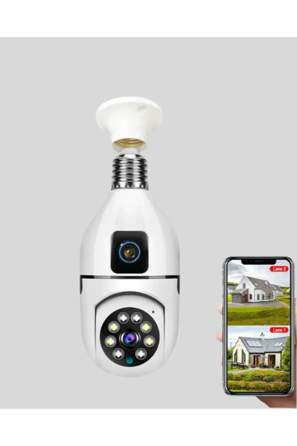 1080P WiFi Ampul Kamera Uzaktan Erişimli Hareket Sensörlü Gece Gö