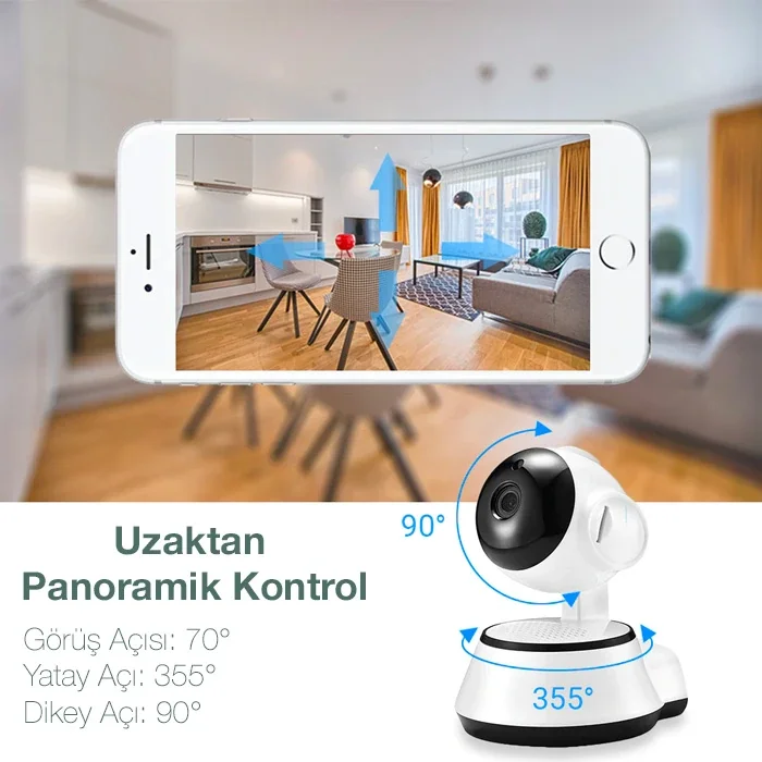 1080P WiFi Kablosuz Güvenlik Kamerası - Gece Görüşlü Hareket Sensörlü