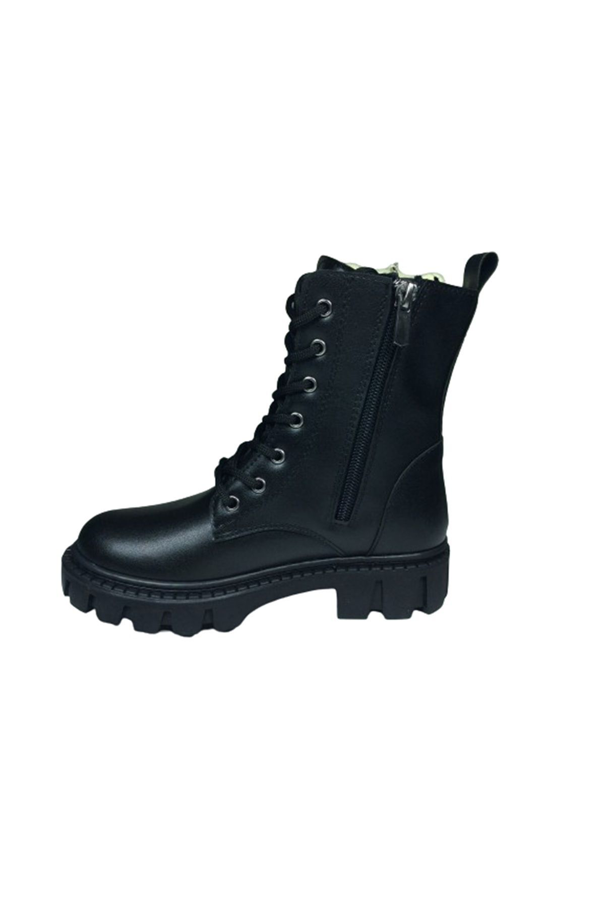 1087 Filet Kız Çocuk Siyah Ayıcıklı Bot Bağcıklı Yanı Fermuarlı A
