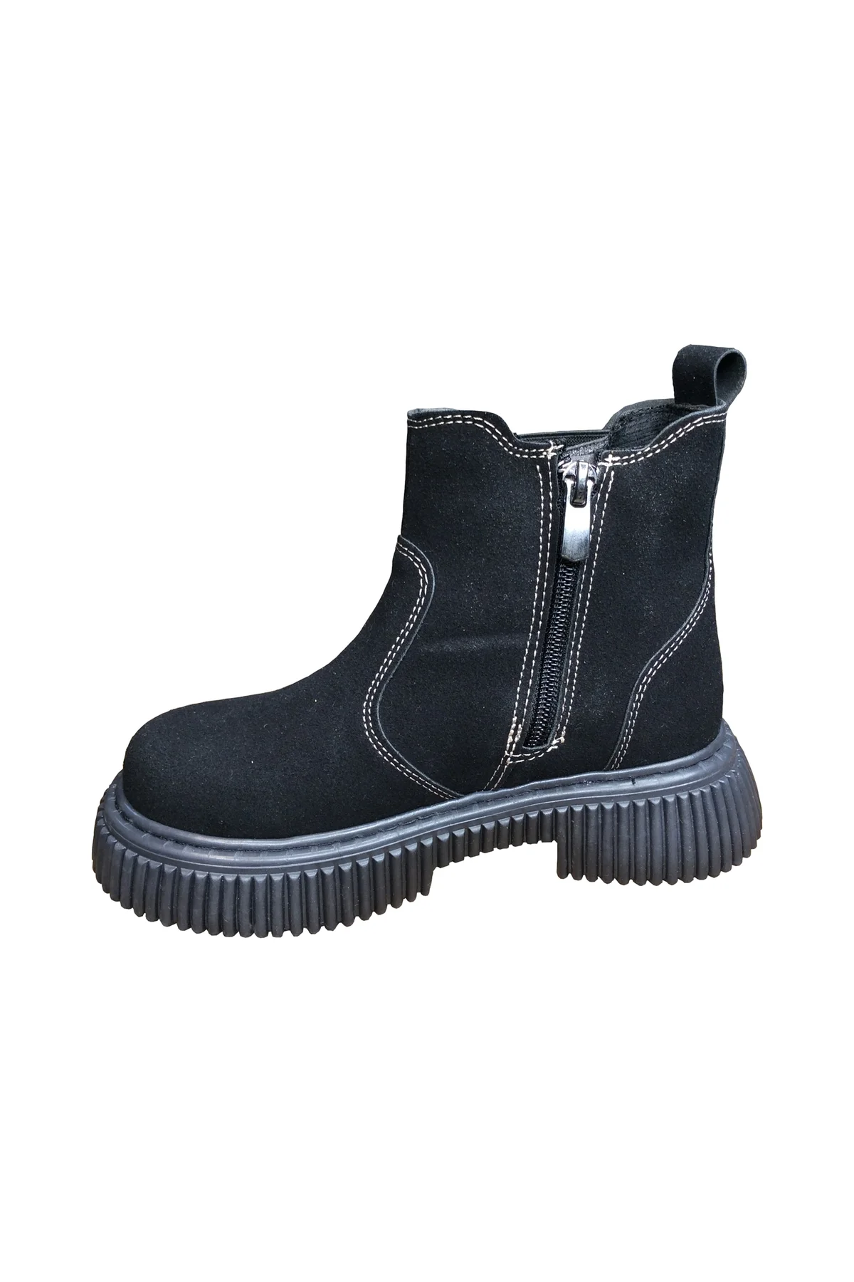 1087 Filet Unisex Erkek Ve Kız Çocuk Bot Siyah Süet Yanı Lastikli