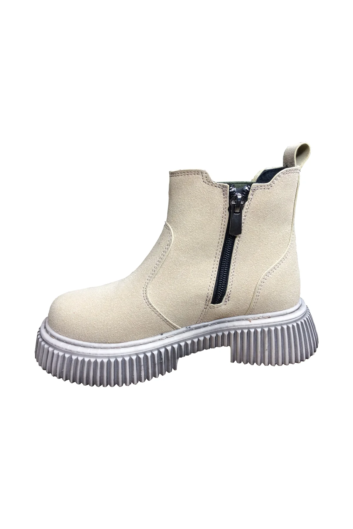 1087 Filet Unisex Erkek Ve Kız Çocuk Bot Bej Süet Yanı Lastikli v