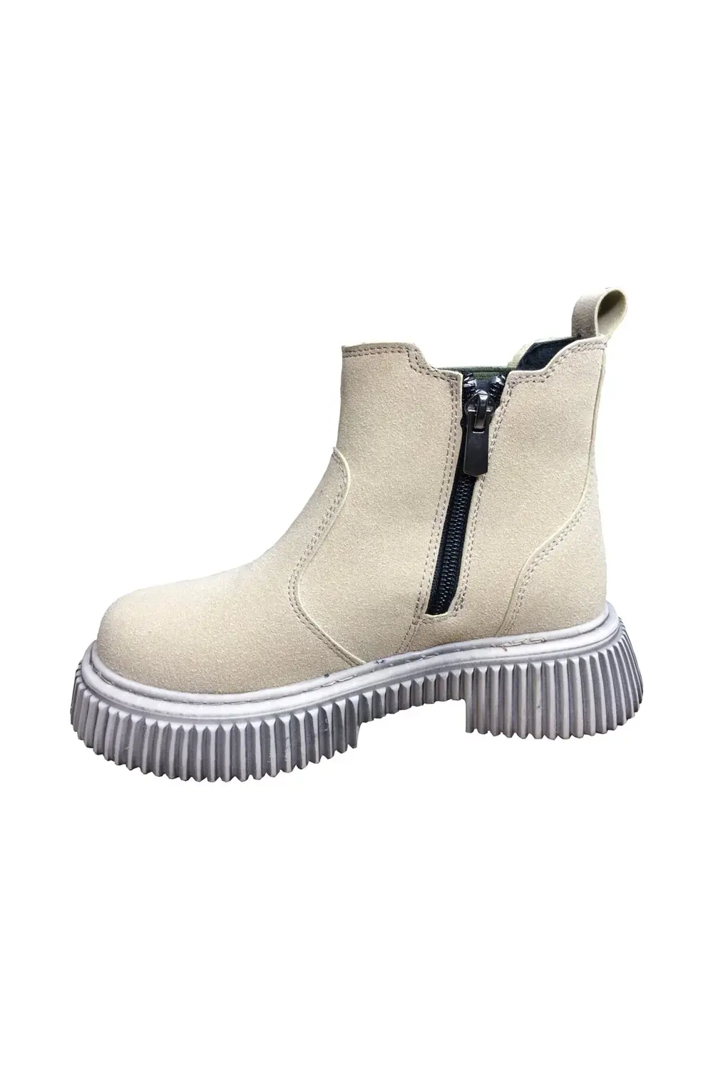 1087 Filet Unisex Erkek Ve Kız Çocuk Bot Bej Süet Yanı Lastikli v