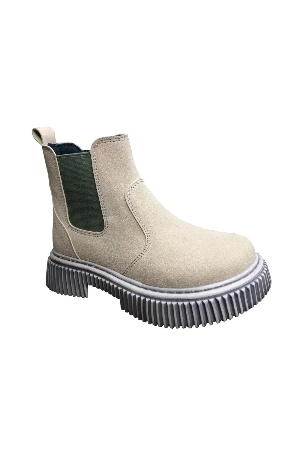 1087 Filet Unisex Erkek Ve Kız Çocuk Bot Bej Süet Yanı Lastikli v