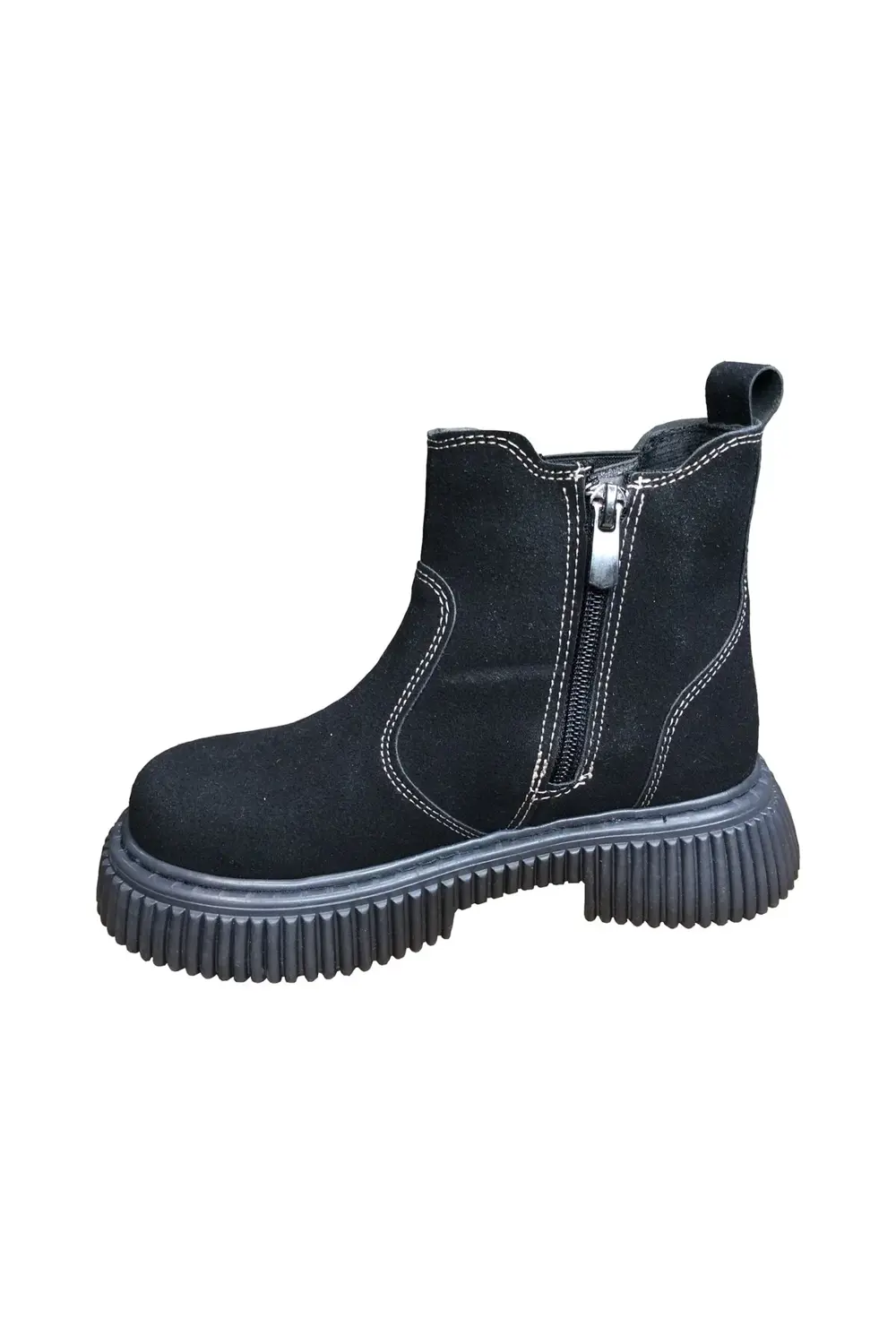 1087 Filet Unisex Erkek Ve Kız Çocuk Bot Siyah Süet Yanı Lastikli