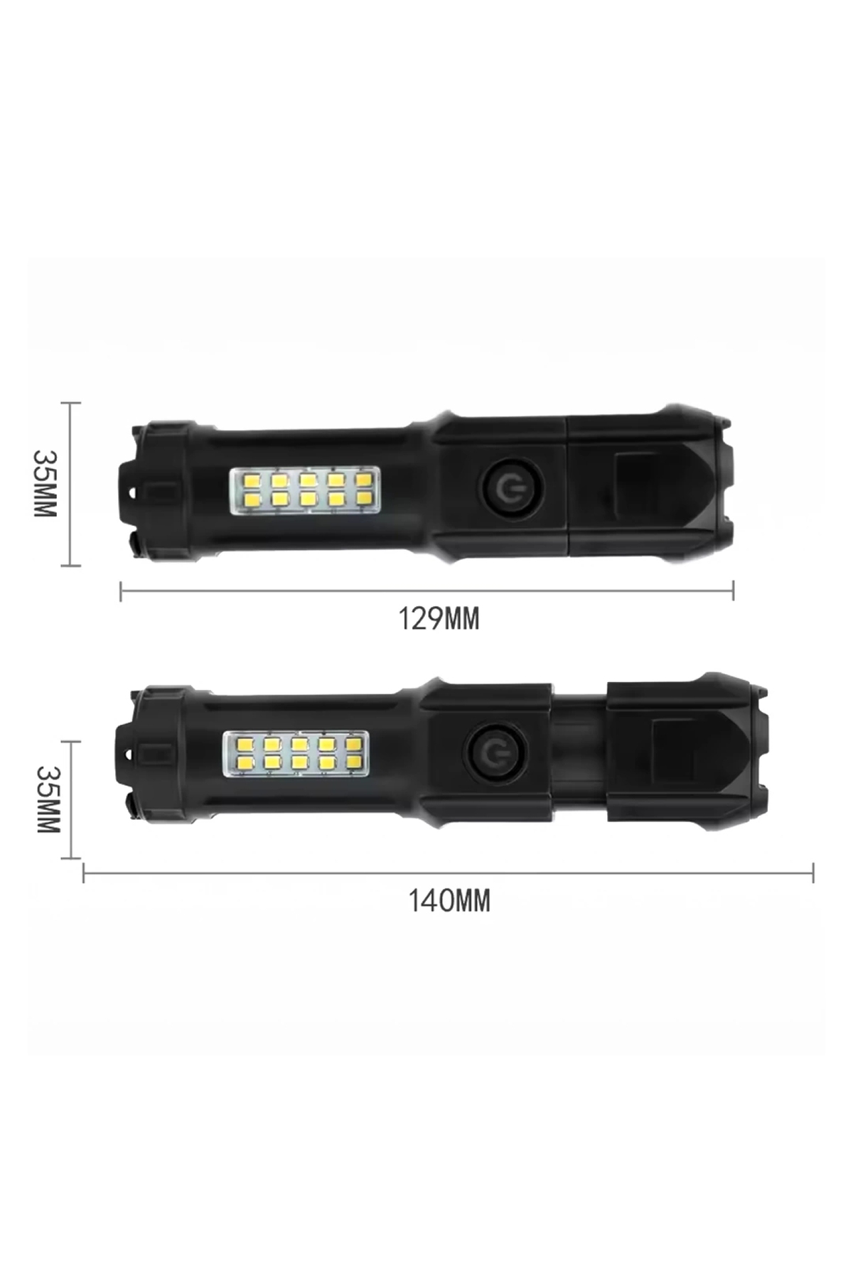 109-b Zoomlu Flash Özellikli Smd Ve Power Ledli Şarjlı Plastik Kasa El Feneri (POWERBANK ÖZELLİKLİ)